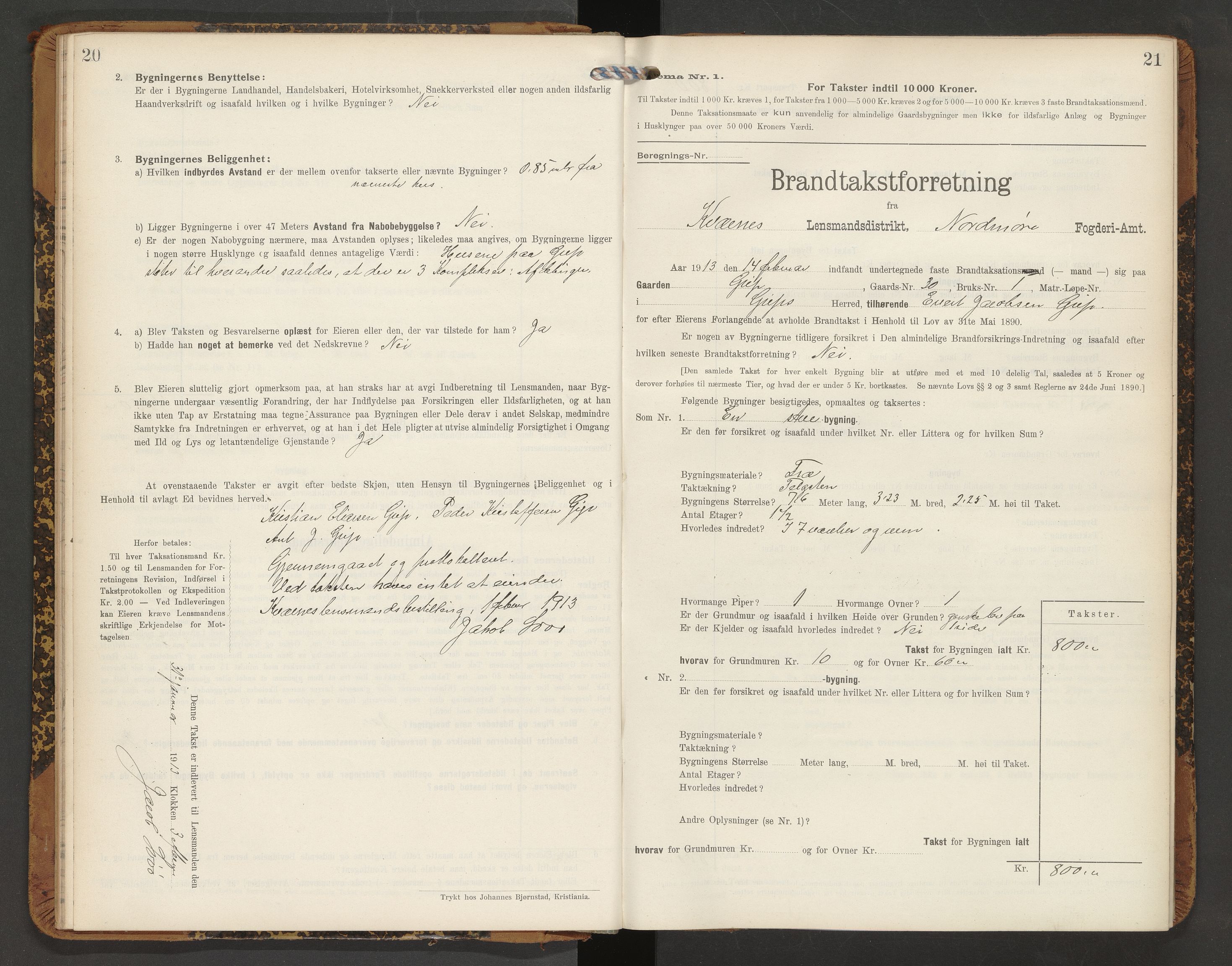 Norges Brannkasse Averøy og Frei, AV/SAT-A-5505/Fb/L0003: Branntakstprotokoll, 1910-1926, p. 20-21