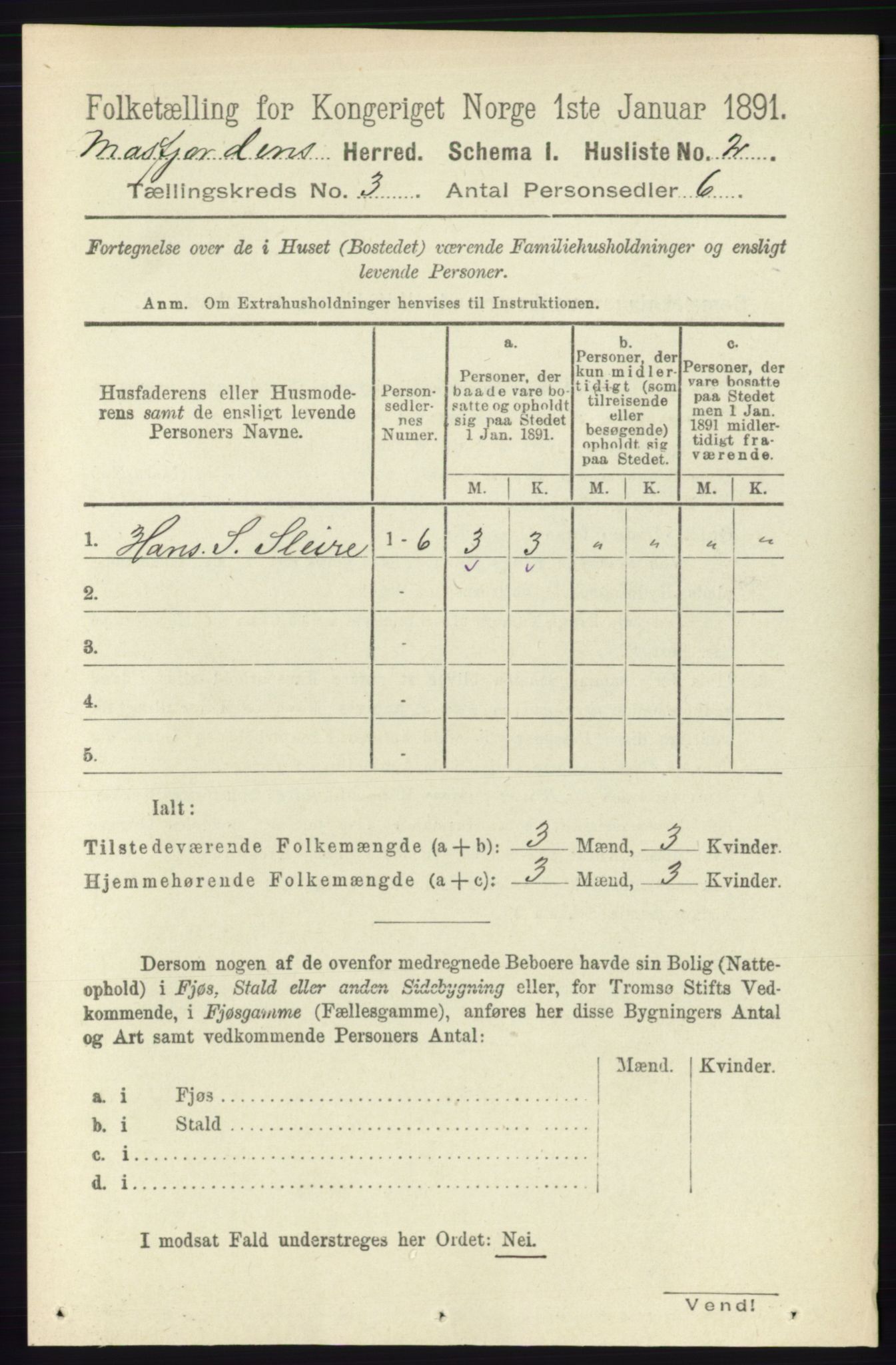 RA, 1891 census for 1266 Masfjorden, 1891, p. 497