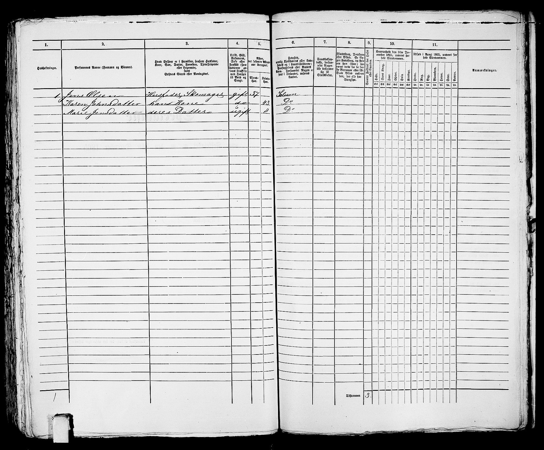 RA, 1865 census for Porsgrunn, 1865, p. 407