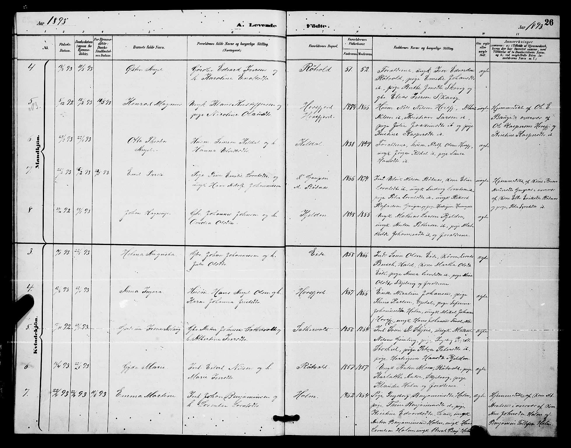 Ministerialprotokoller, klokkerbøker og fødselsregistre - Nordland, SAT/A-1459/811/L0169: Parish register (copy) no. 811C01, 1884-1894, p. 26