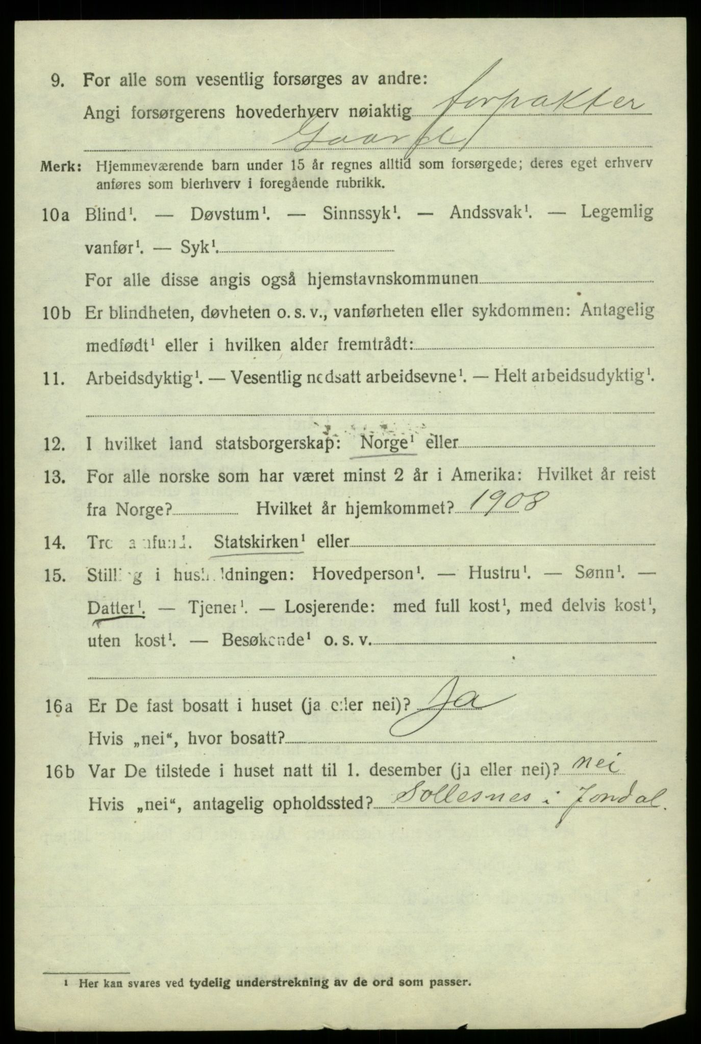 SAB, 1920 census for Jondal, 1920, p. 3763