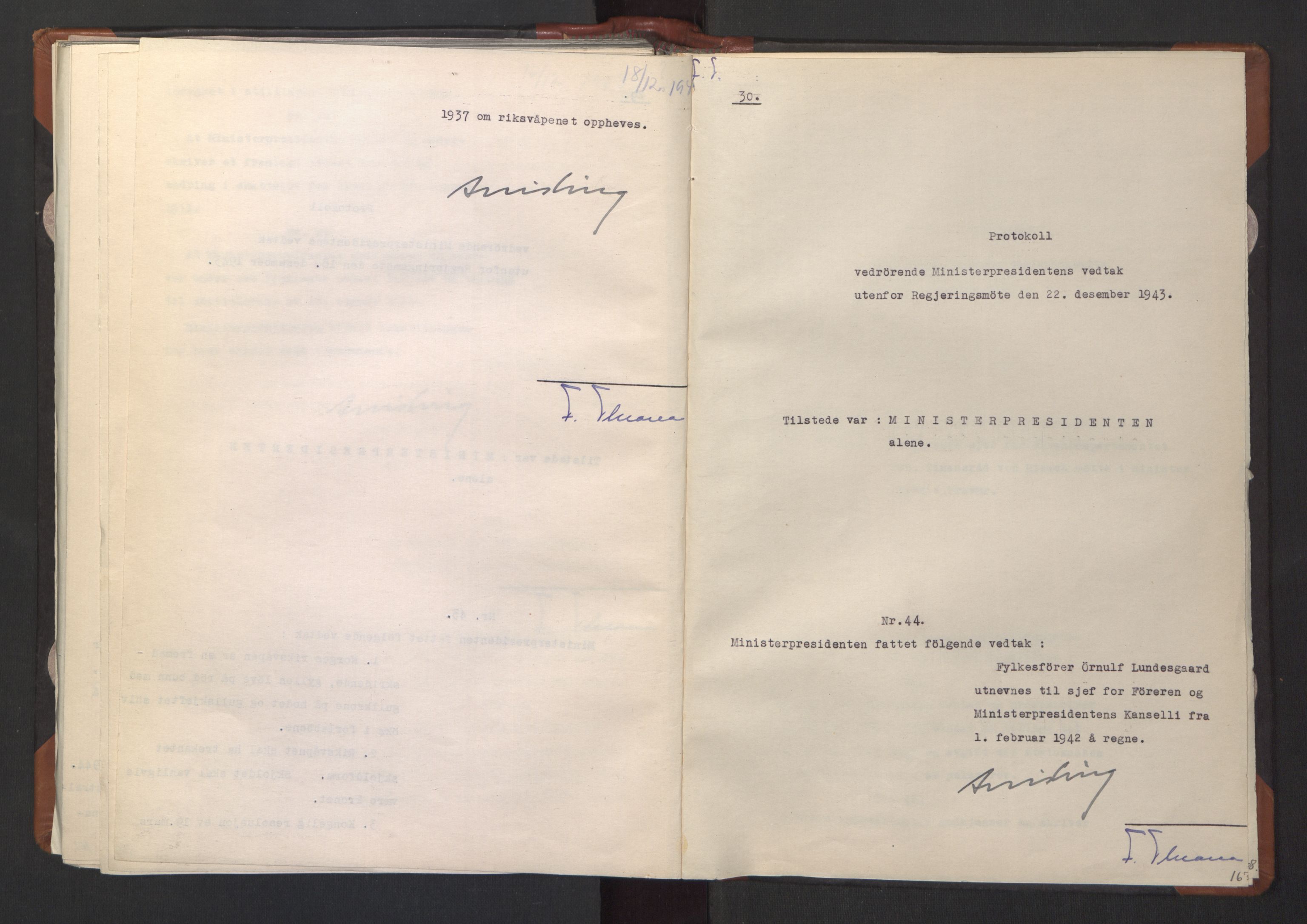 NS-administrasjonen 1940-1945 (Statsrådsekretariatet, de kommisariske statsråder mm), RA/S-4279/D/Da/L0003: Vedtak (Beslutninger) nr. 1-746 og tillegg nr. 1-47 (RA. j.nr. 1394/1944, tilgangsnr. 8/1944, 1943, p. 171