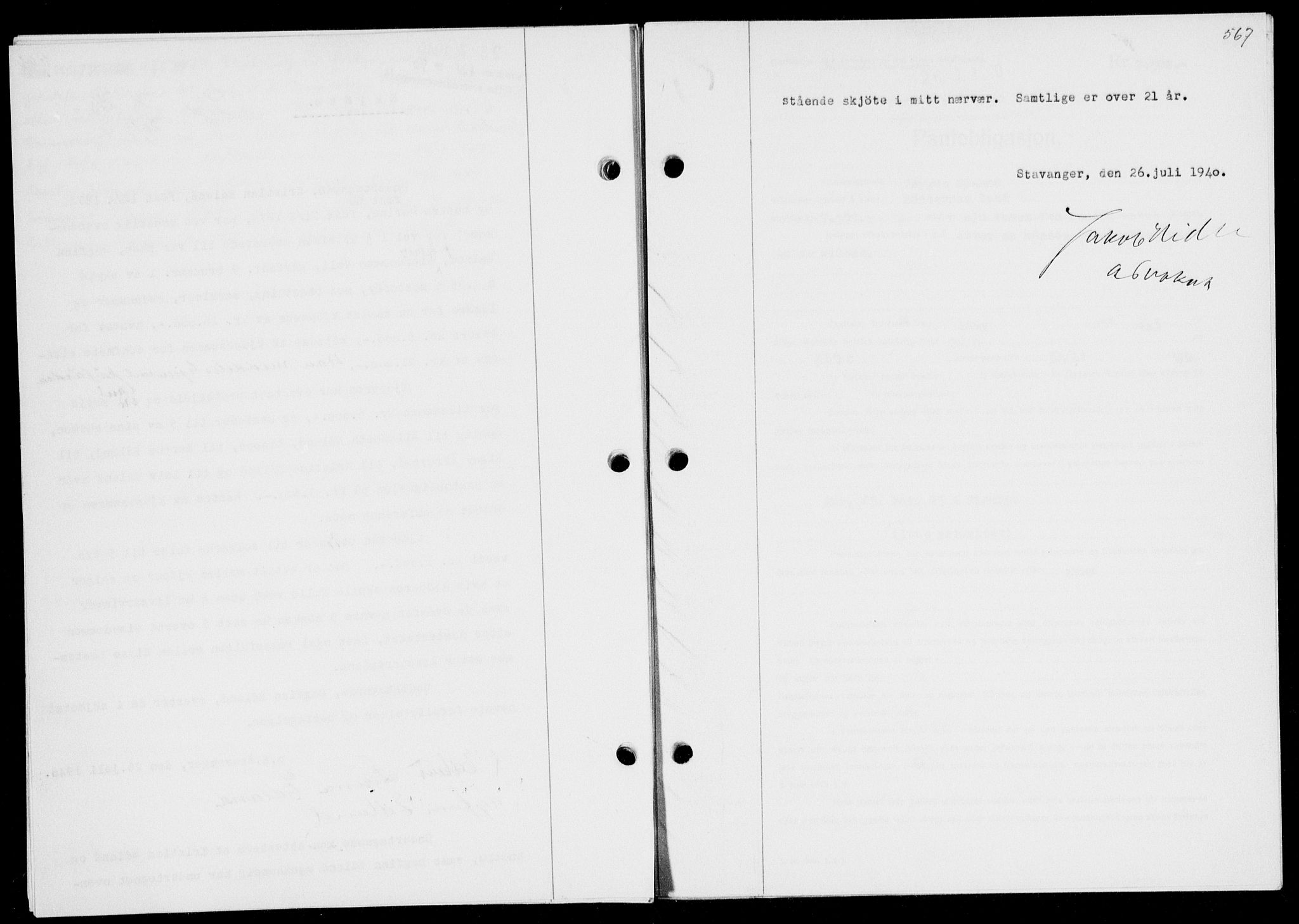 Ryfylke tingrett, SAST/A-100055/001/II/IIB/L0081: Mortgage book no. 60, 1939-1940, Diary no: : 621/1940