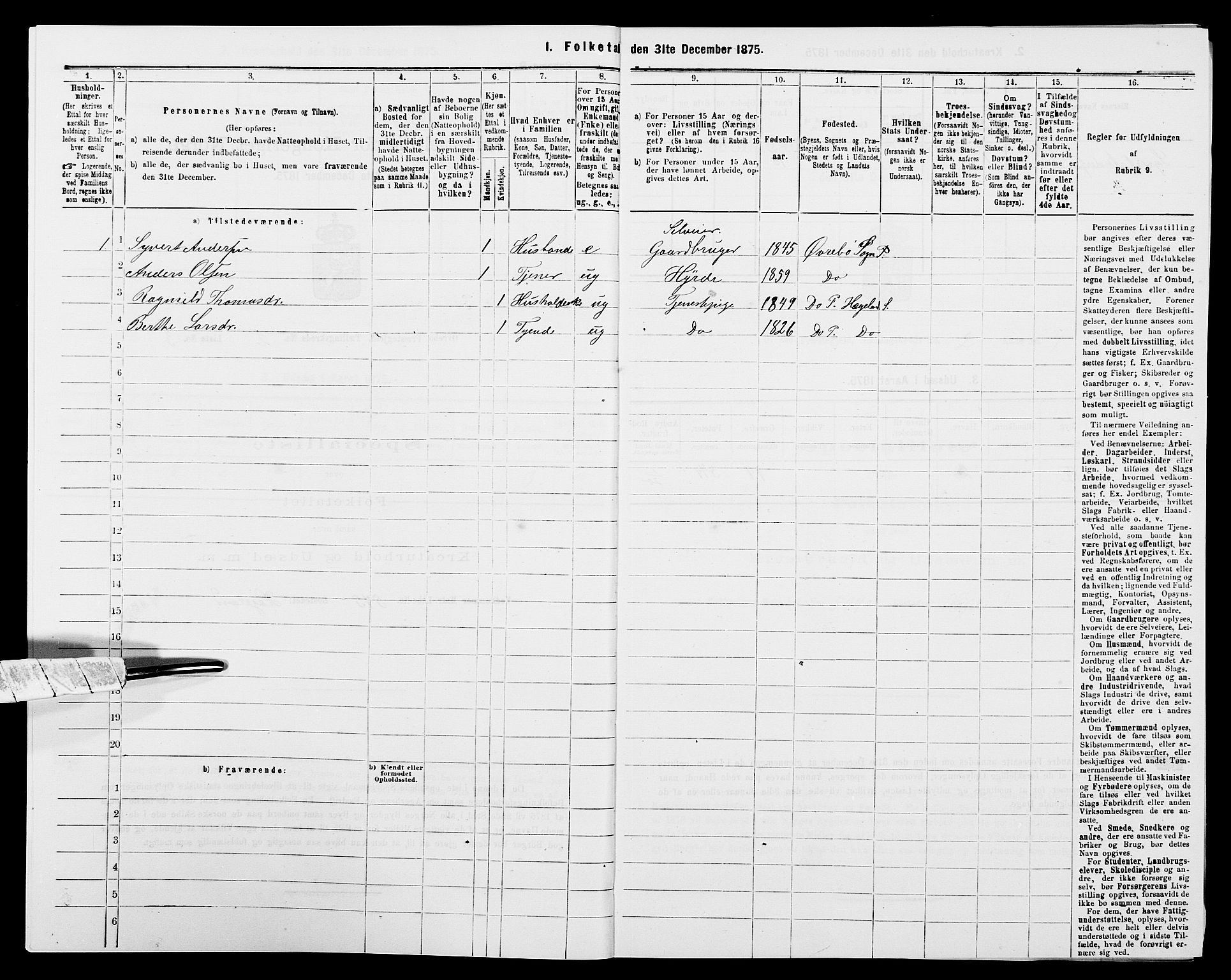 SAK, 1875 census for 1016P Øvrebø, 1875, p. 178