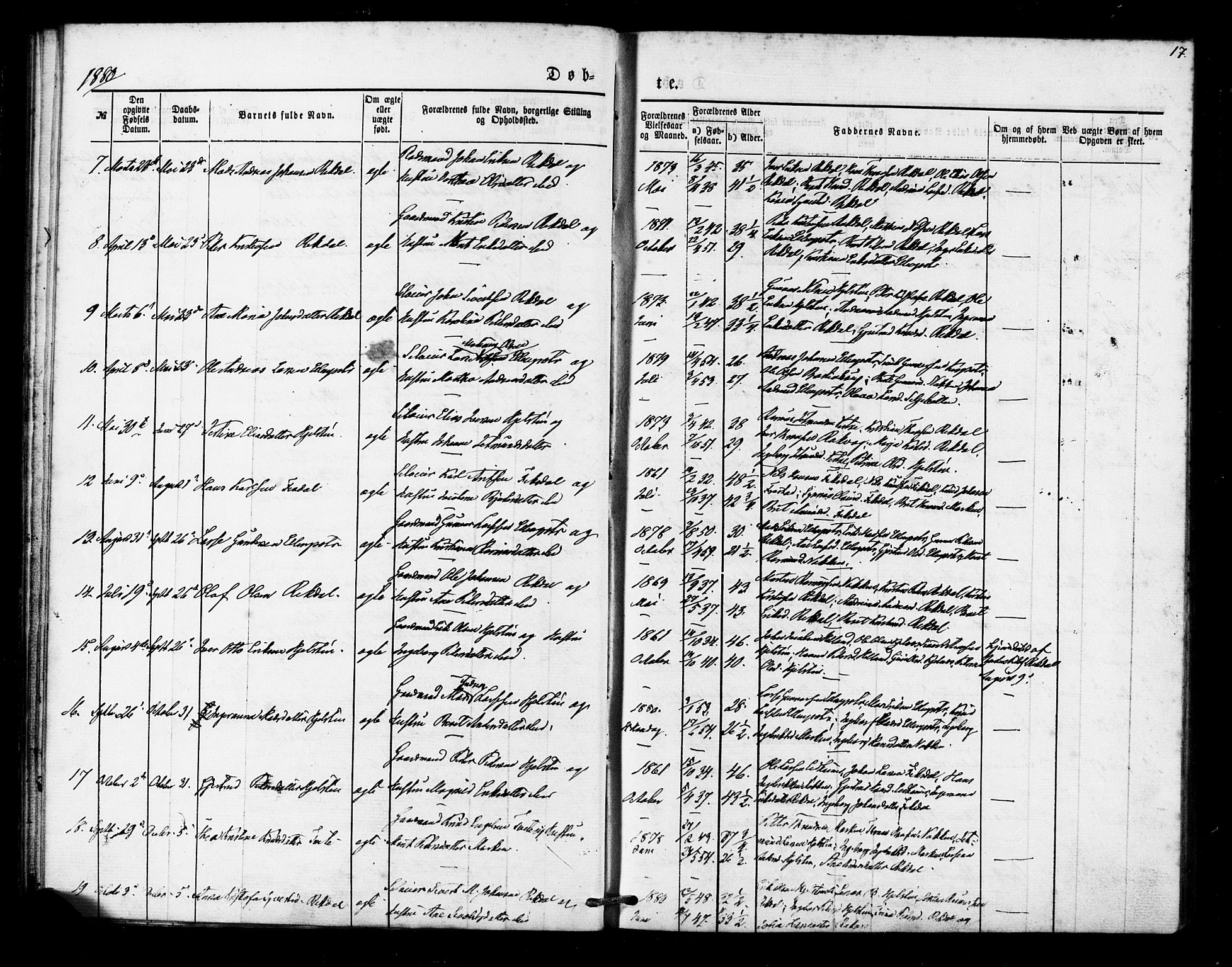 Ministerialprotokoller, klokkerbøker og fødselsregistre - Møre og Romsdal, AV/SAT-A-1454/540/L0540: Parish register (official) no. 540A01, 1872-1883, p. 17