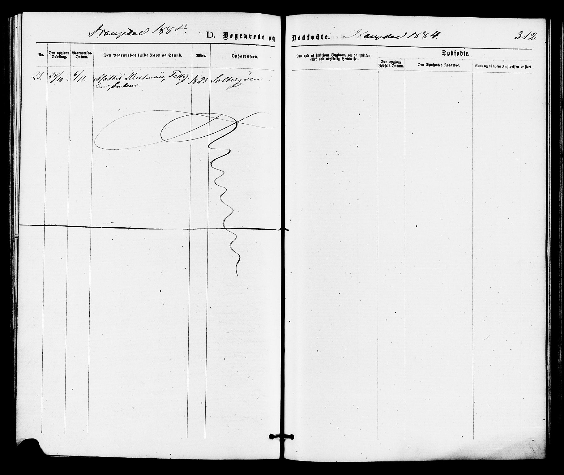 Drangedal kirkebøker, SAKO/A-258/F/Fa/L0009: Parish register (official) no. 9 /1, 1872-1884, p. 312