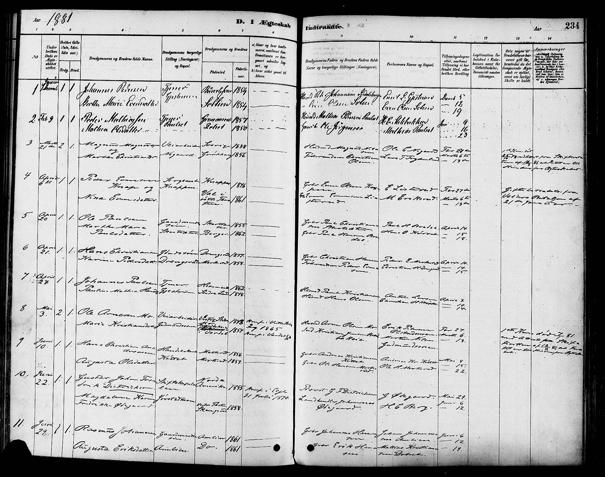 Vestre Toten prestekontor, SAH/PREST-108/H/Ha/Haa/L0009: Parish register (official) no. 9, 1878-1894, p. 234