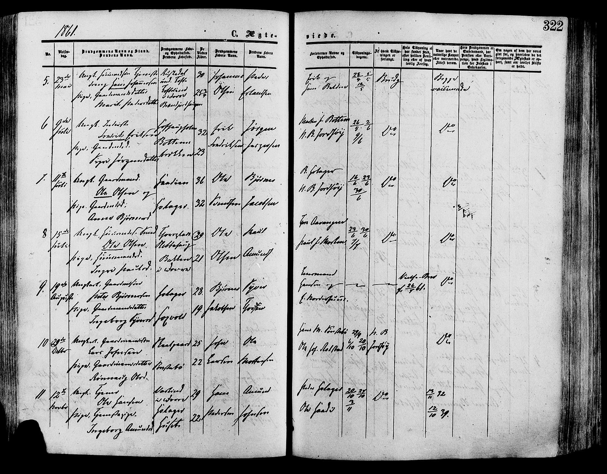 Lesja prestekontor, SAH/PREST-068/H/Ha/Haa/L0008: Parish register (official) no. 8, 1854-1880, p. 322