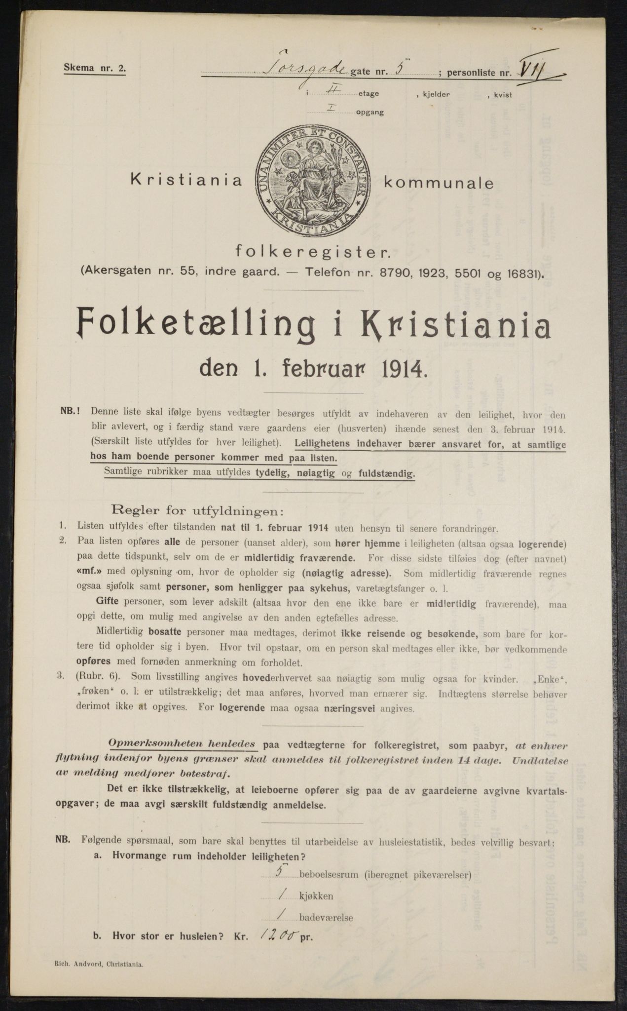 OBA, Municipal Census 1914 for Kristiania, 1914, p. 115241