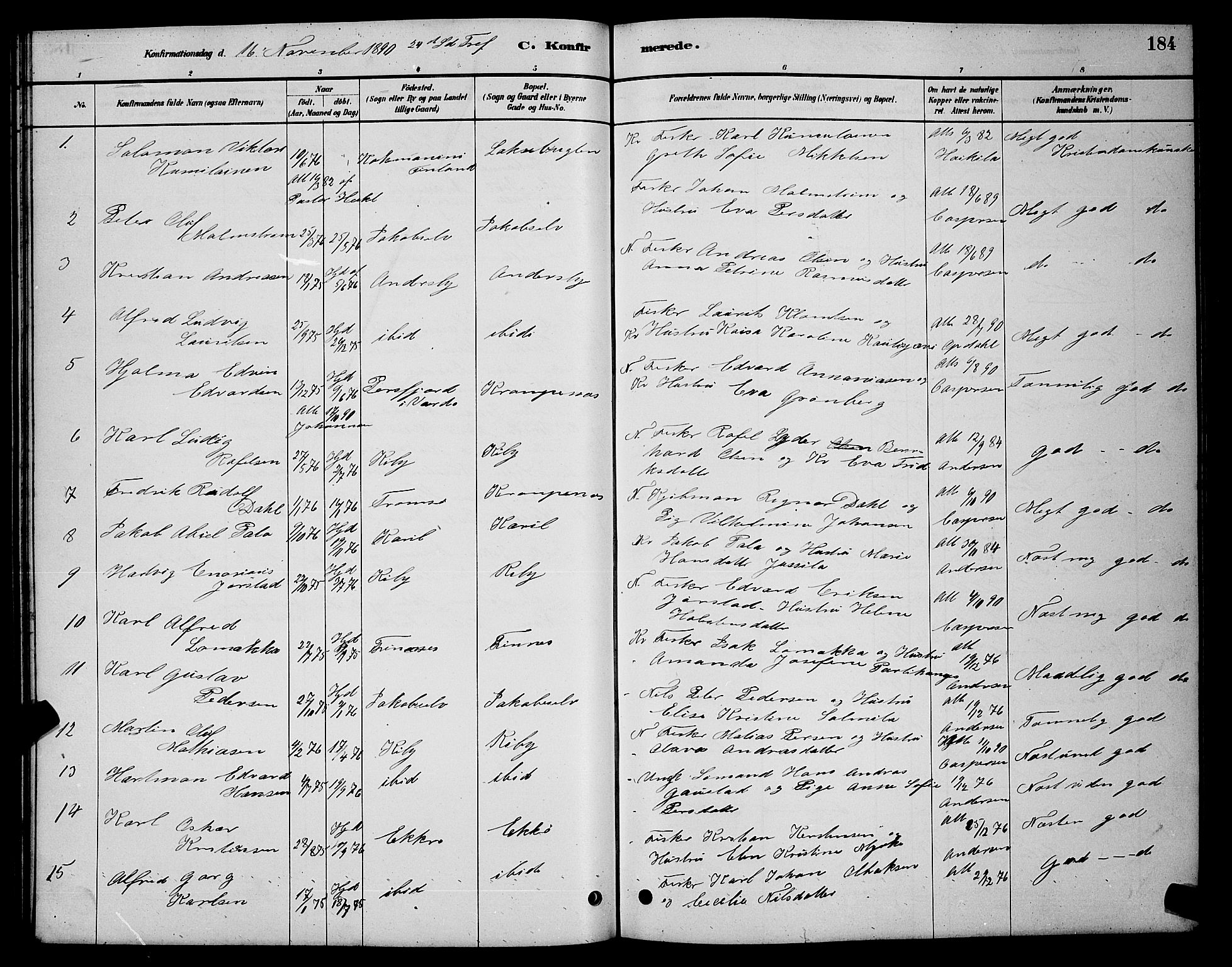 Vadsø sokneprestkontor, SATØ/S-1325/H/Hb/L0003klokker: Parish register (copy) no. 3, 1881-1901, p. 184