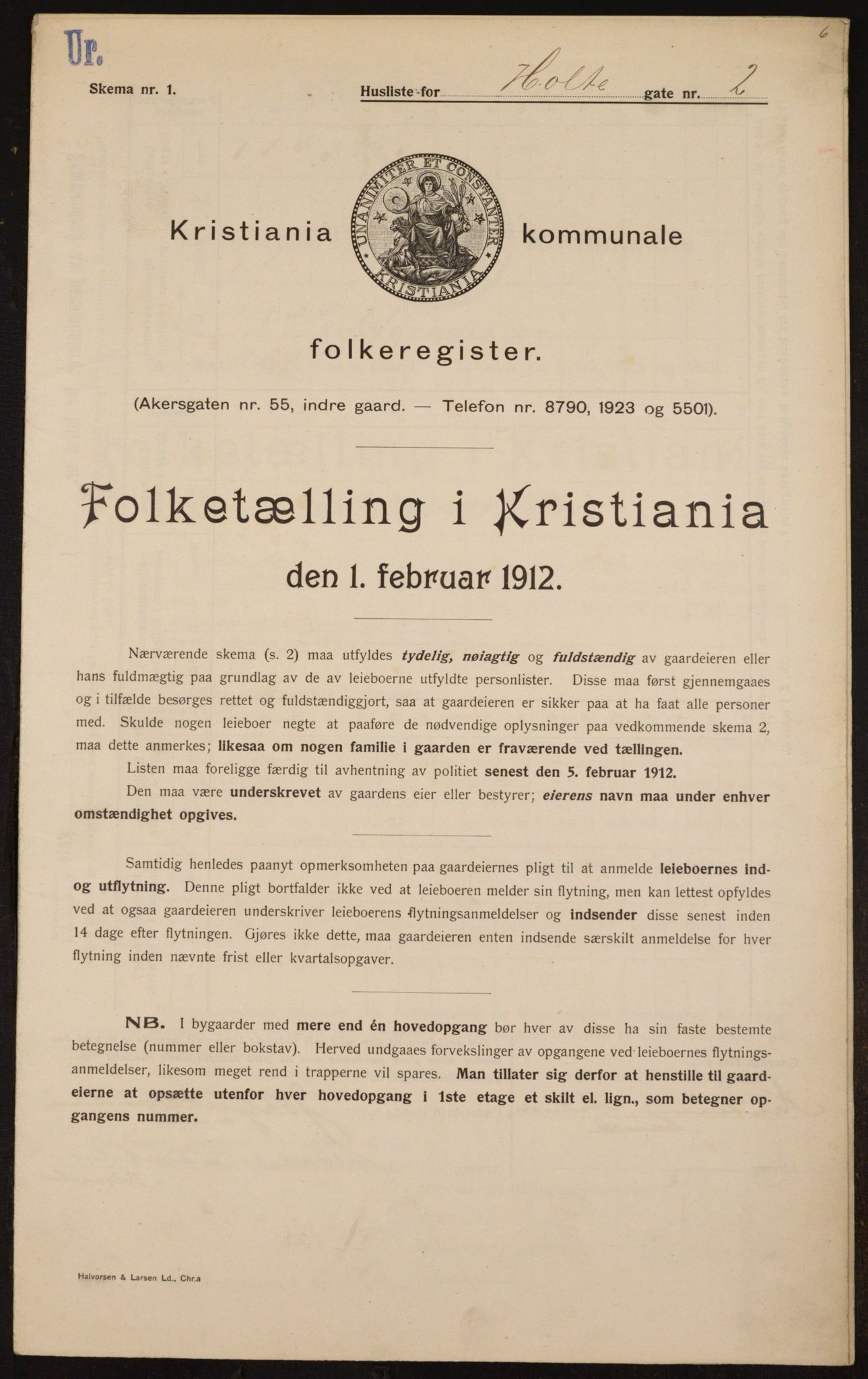 OBA, Municipal Census 1912 for Kristiania, 1912, p. 41513