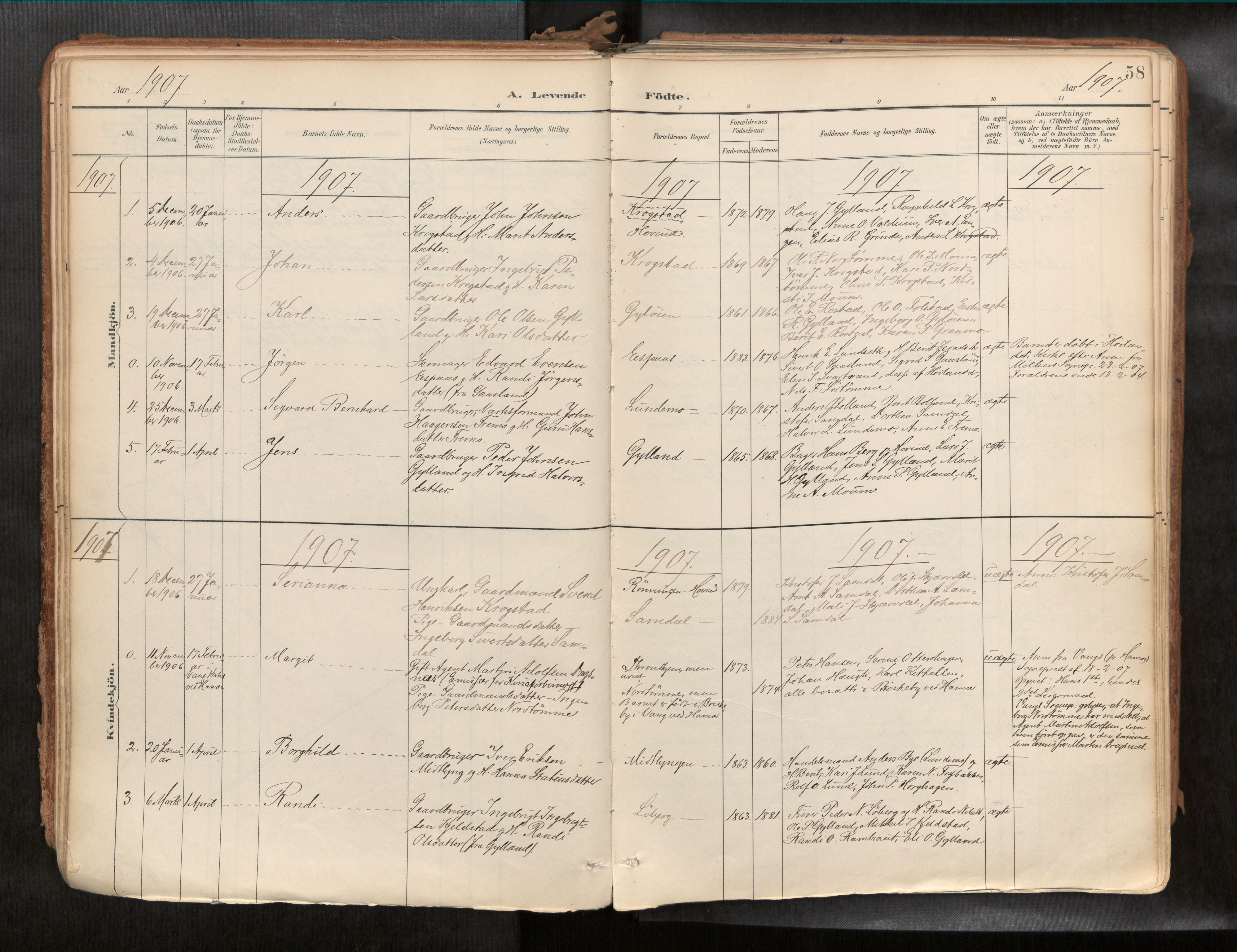Ministerialprotokoller, klokkerbøker og fødselsregistre - Sør-Trøndelag, SAT/A-1456/692/L1105b: Parish register (official) no. 692A06, 1891-1934, p. 58