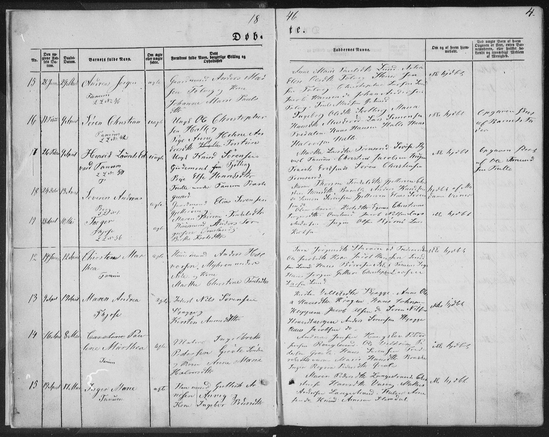 Brunlanes kirkebøker, AV/SAKO-A-342/F/Fa/L0004: Parish register (official) no. I 4, 1846-1862, p. 4