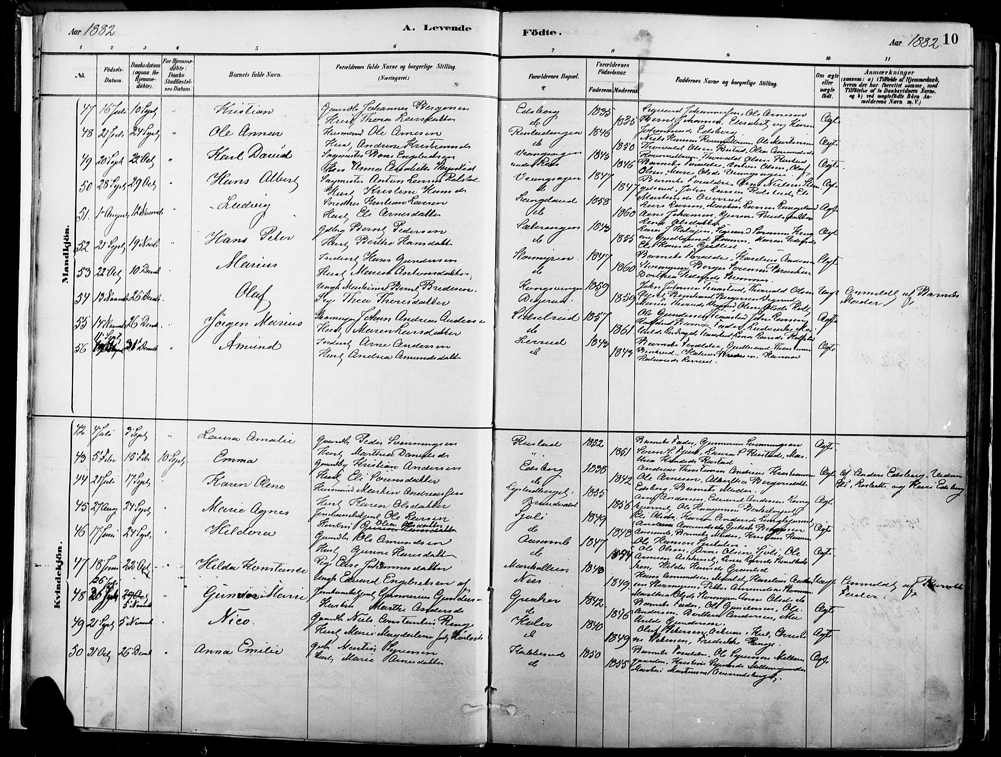 Vinger prestekontor, AV/SAH-PREST-024/H/Ha/Haa/L0014: Parish register (official) no. 14, 1881-1900, p. 10