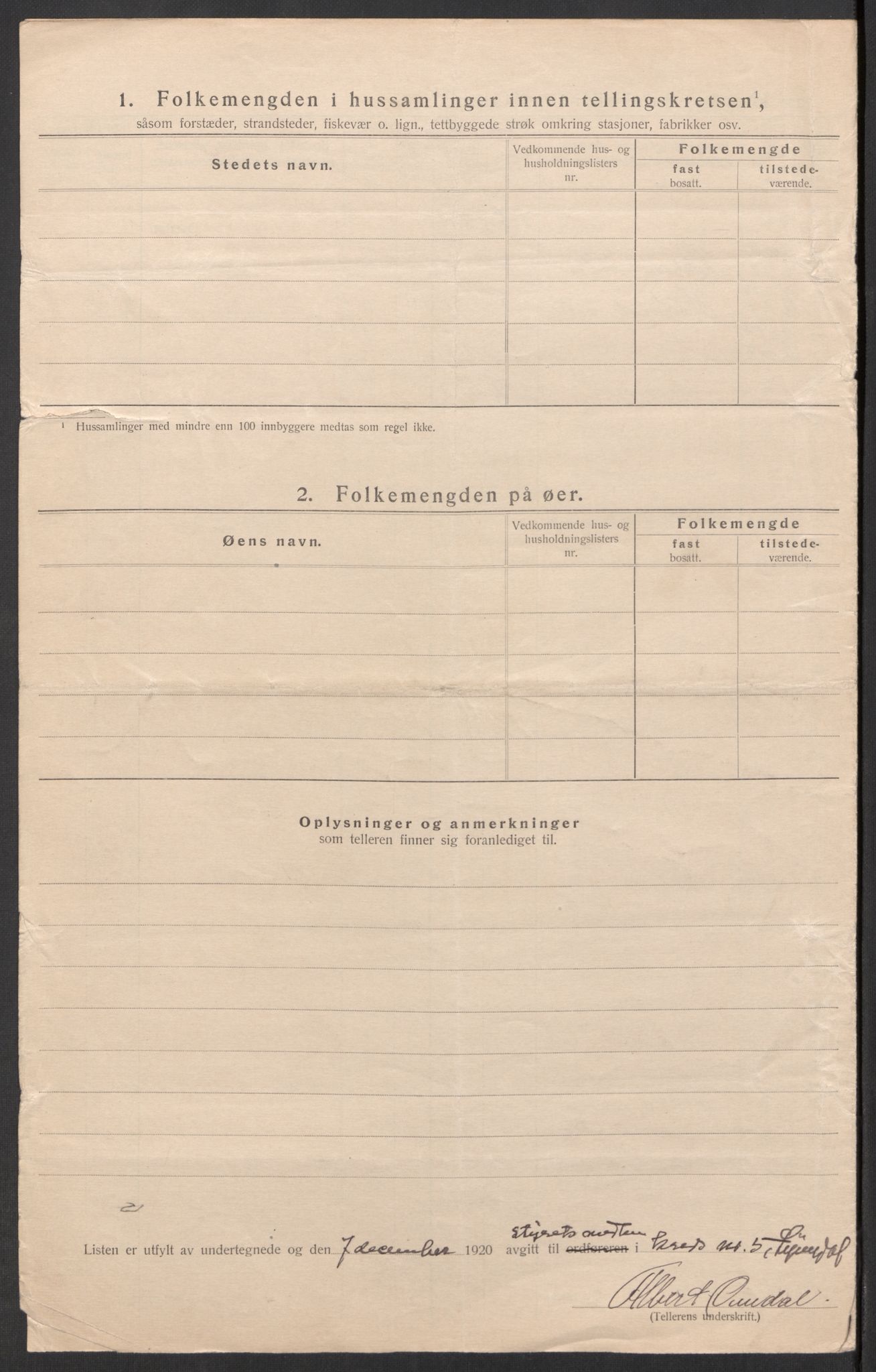 SAK, 1920 census for Lyngdal, 1920, p. 20