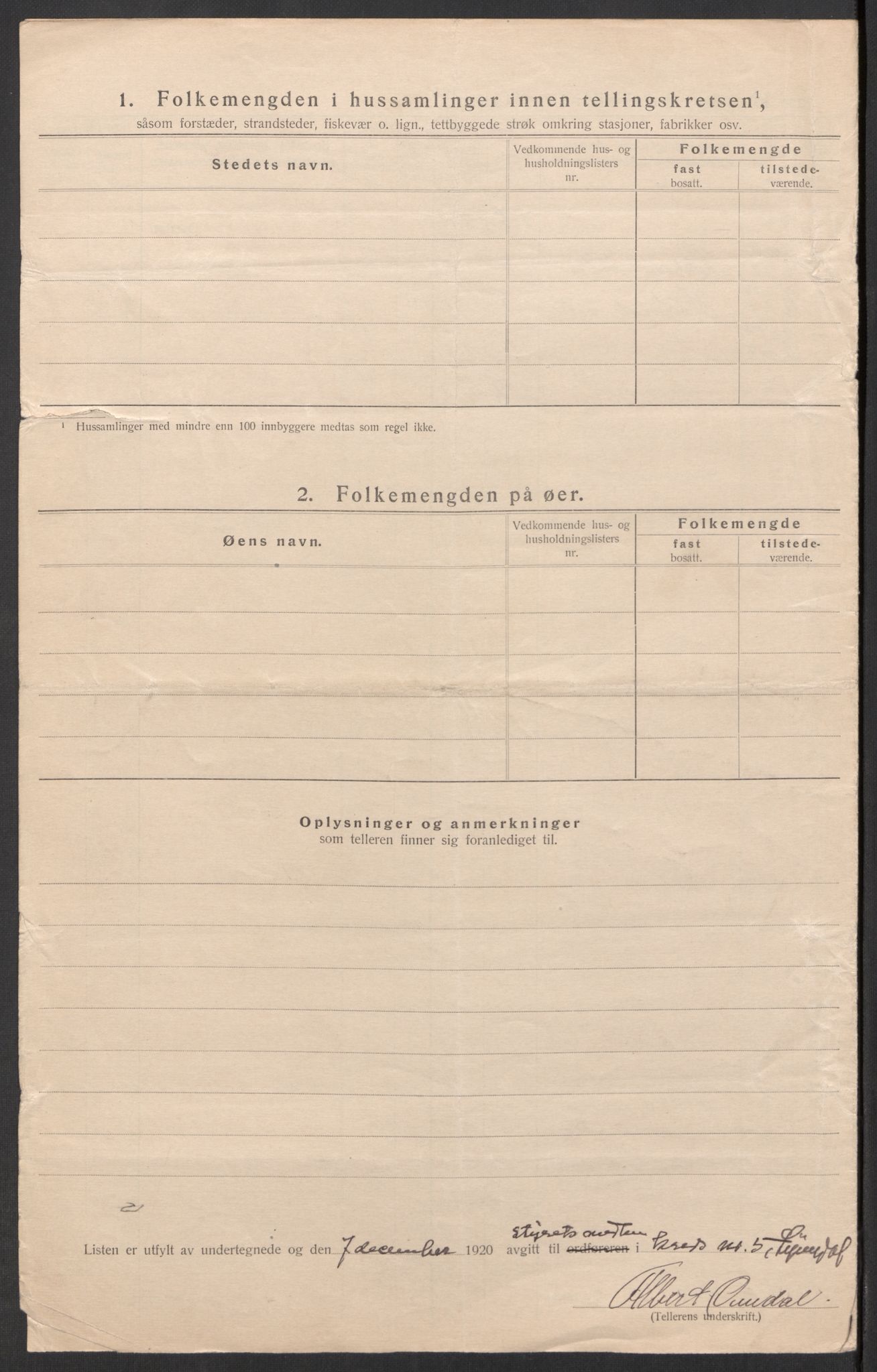 SAK, 1920 census for Lyngdal, 1920, p. 20