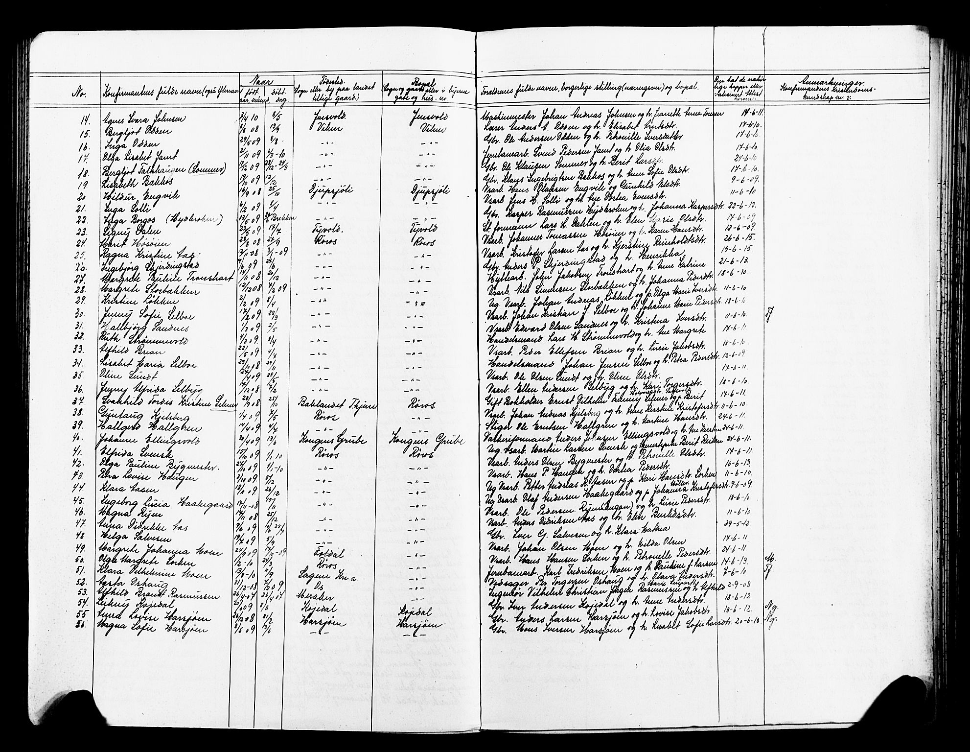 Ministerialprotokoller, klokkerbøker og fødselsregistre - Sør-Trøndelag, SAT/A-1456/681/L0942: Parish register (copy) no. 681C06, 1906-1925, p. 214e