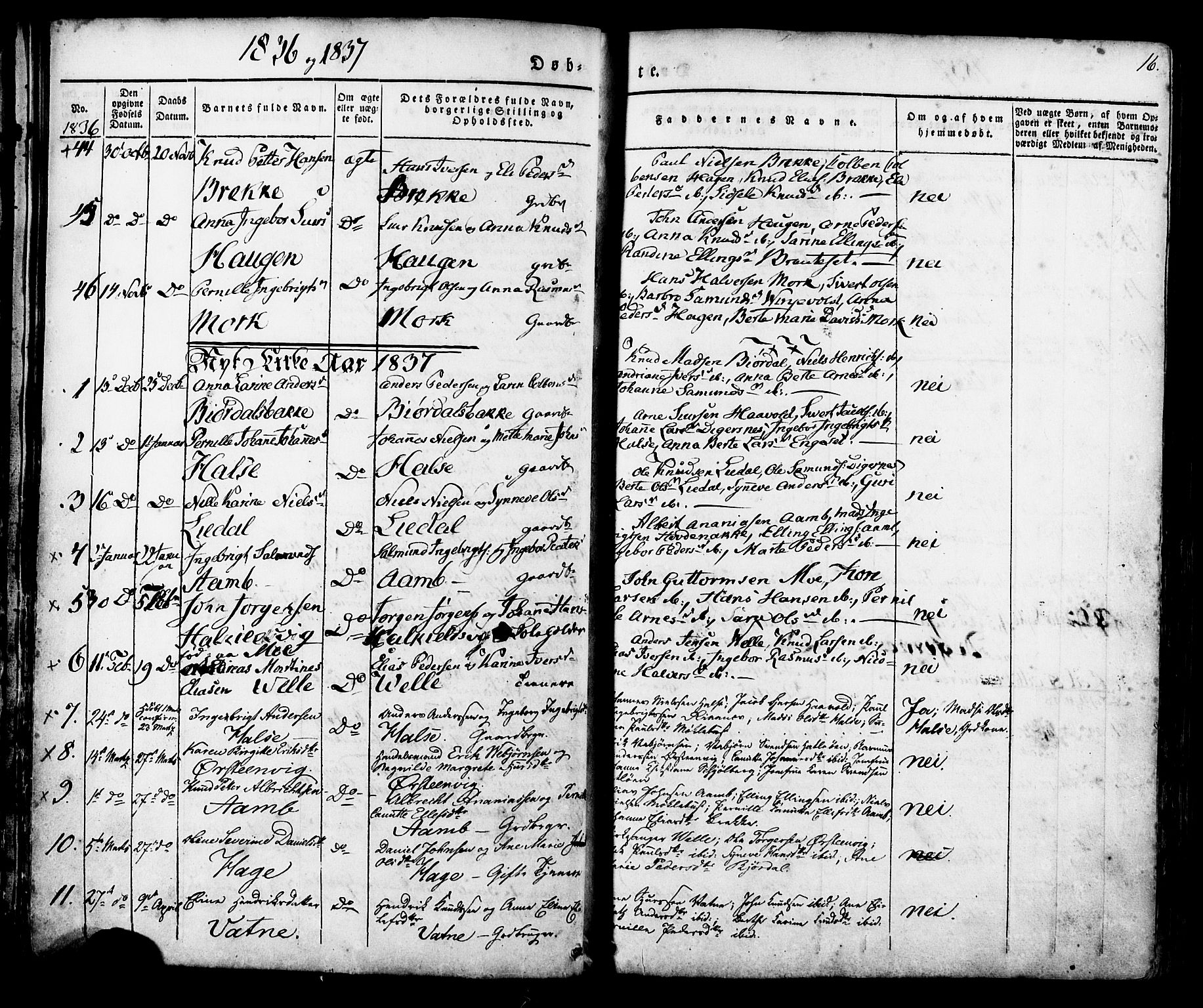 Ministerialprotokoller, klokkerbøker og fødselsregistre - Møre og Romsdal, AV/SAT-A-1454/513/L0174: Parish register (official) no. 513A01, 1831-1855, p. 16