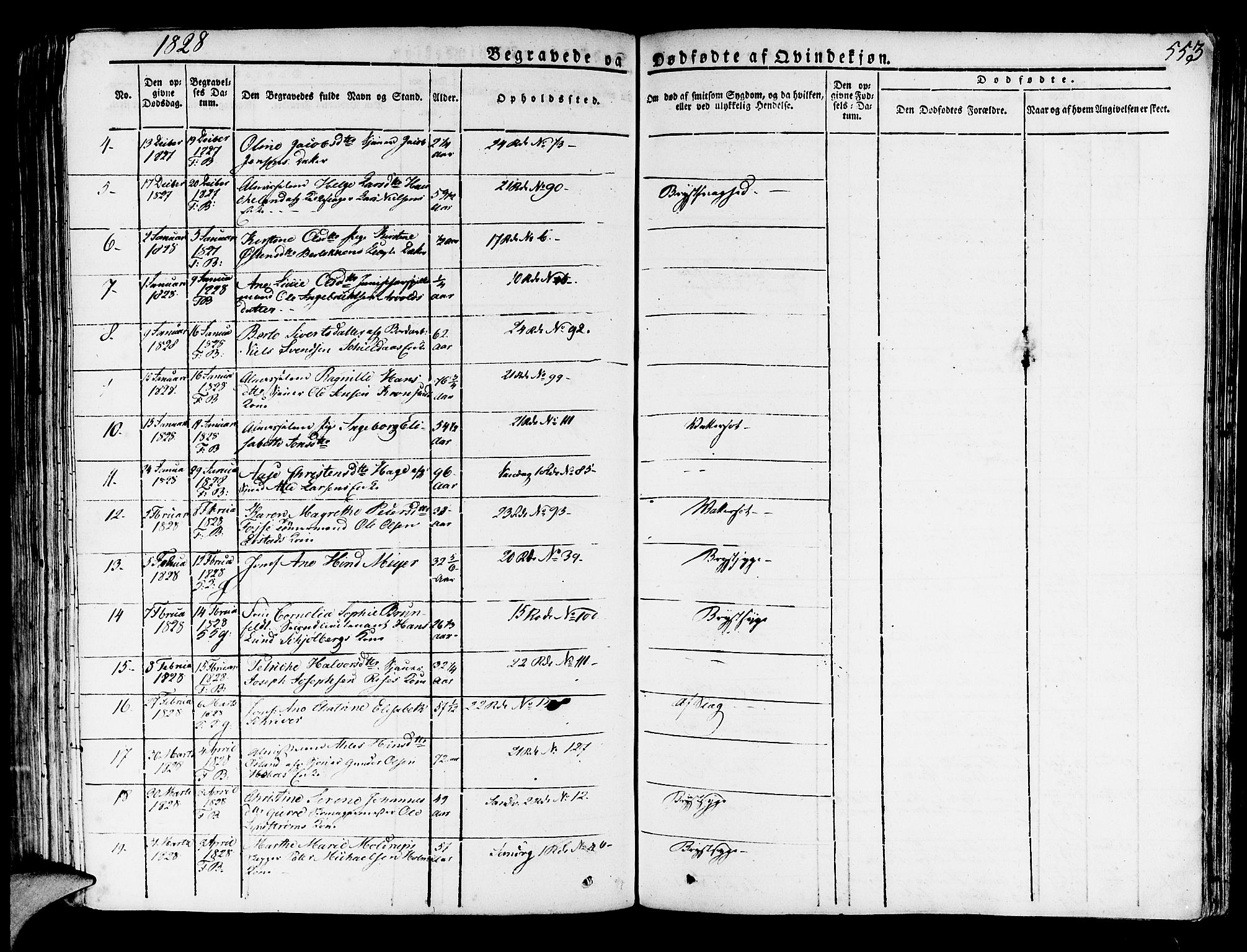 Korskirken sokneprestembete, SAB/A-76101/H/Haa/L0014: Parish register (official) no. A 14, 1823-1835, p. 553