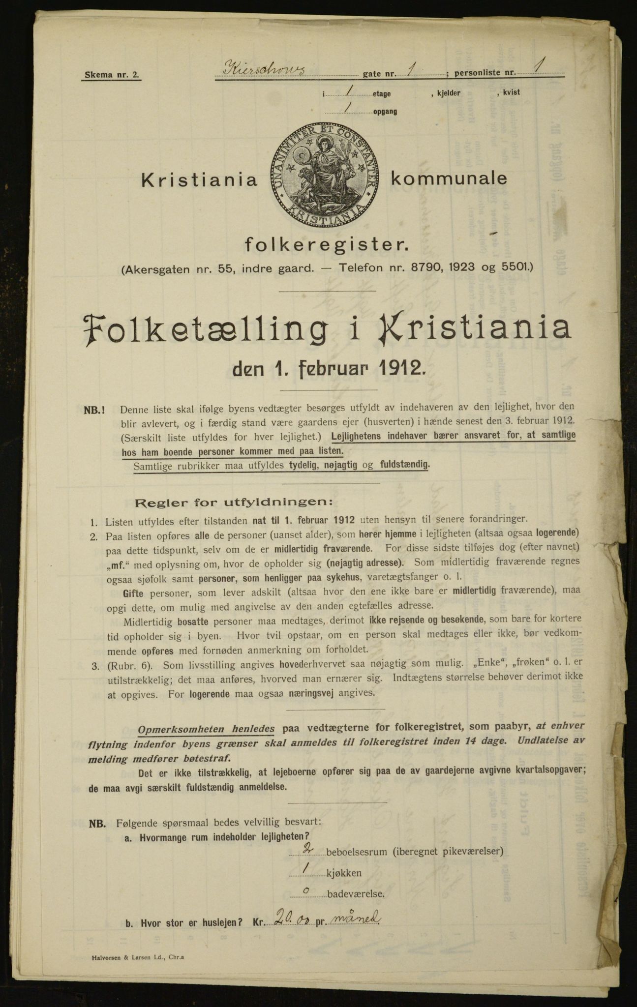 OBA, Municipal Census 1912 for Kristiania, 1912, p. 49681