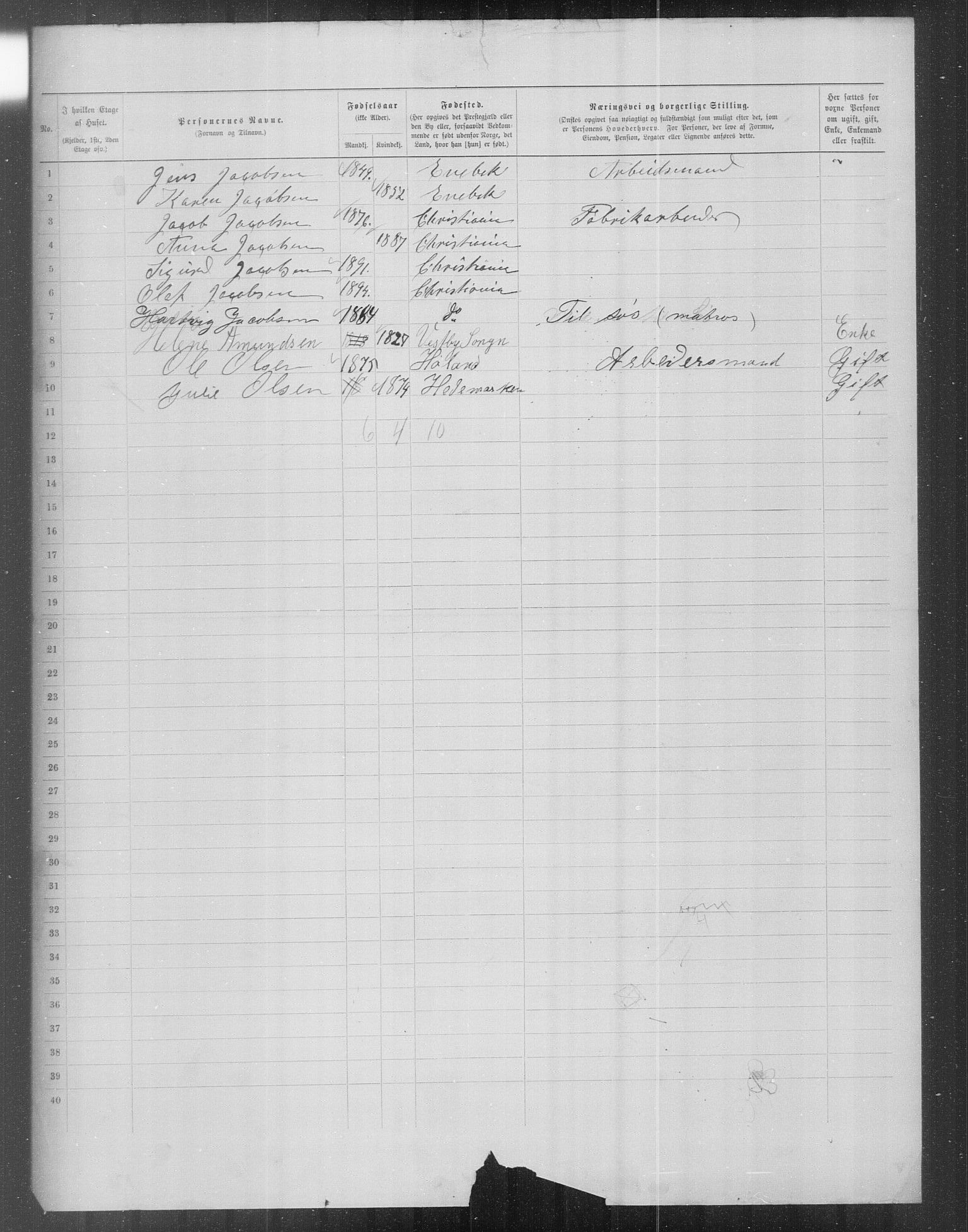 OBA, Municipal Census 1899 for Kristiania, 1899, p. 16238