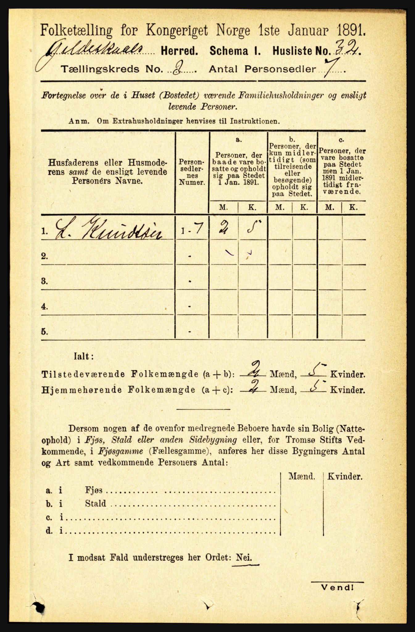 RA, 1891 census for 1838 Gildeskål, 1891, p. 750