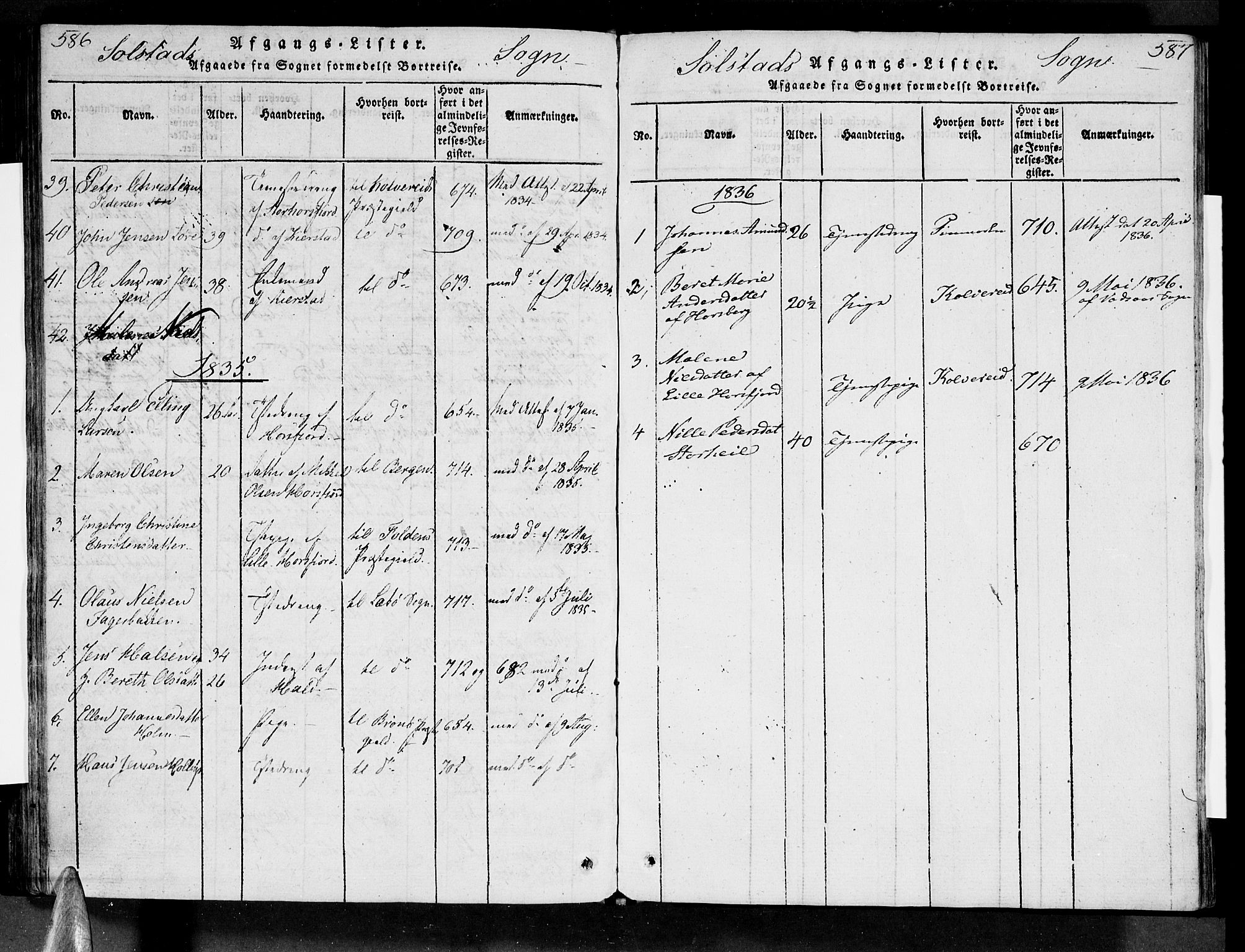 Ministerialprotokoller, klokkerbøker og fødselsregistre - Nordland, AV/SAT-A-1459/810/L0143: Parish register (official) no. 810A06 /2, 1820-1841, p. 586-587