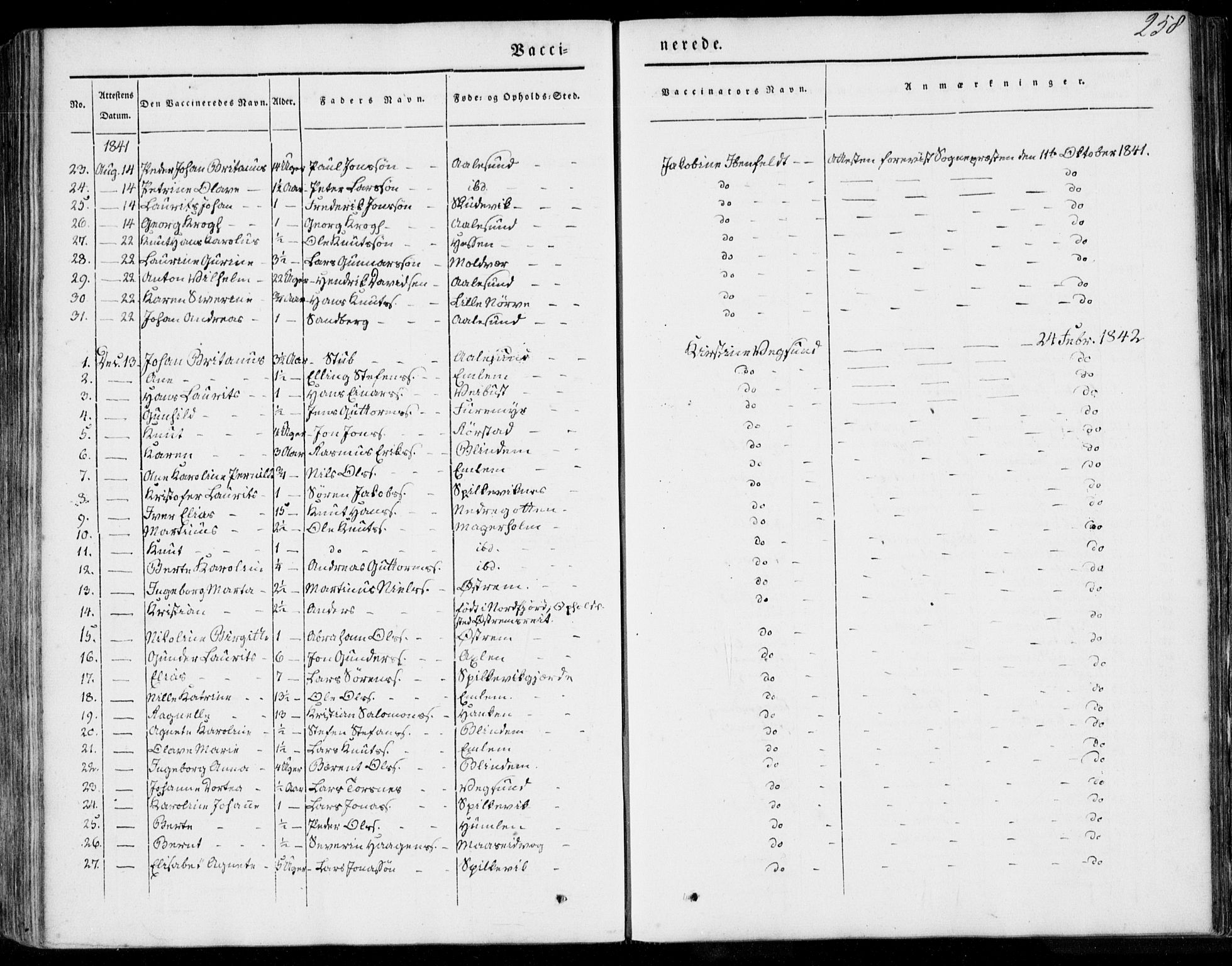 Ministerialprotokoller, klokkerbøker og fødselsregistre - Møre og Romsdal, AV/SAT-A-1454/528/L0396: Parish register (official) no. 528A07, 1839-1847, p. 258