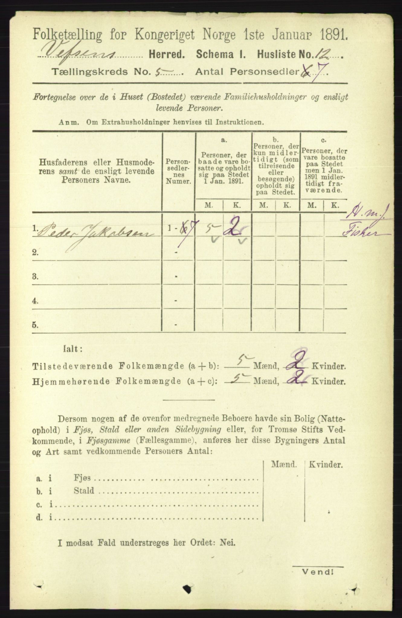 RA, 1891 census for 1824 Vefsn, 1891, p. 2013