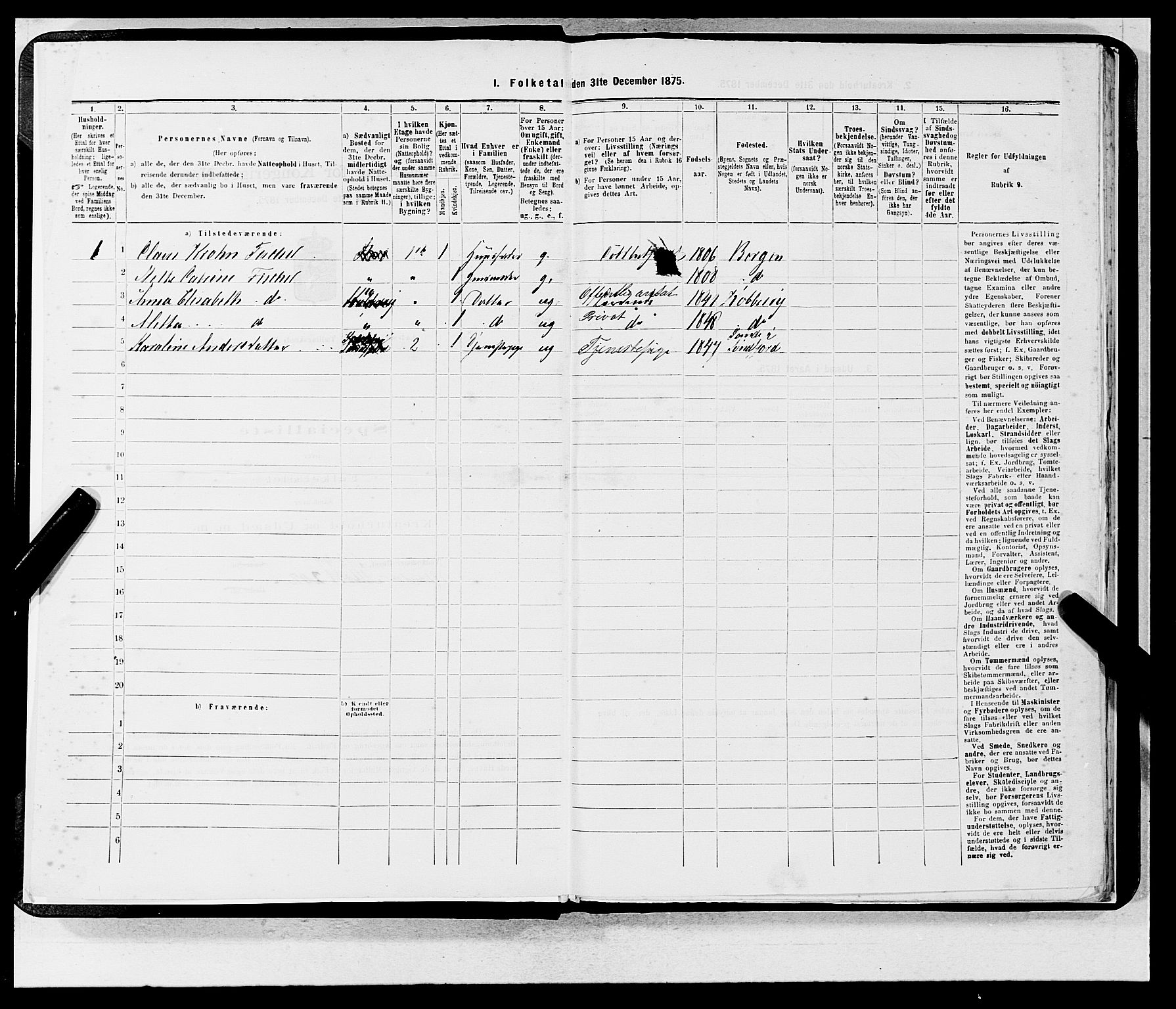 SAB, 1875 census for 1401B Kinn/Florø, 1875, p. 2