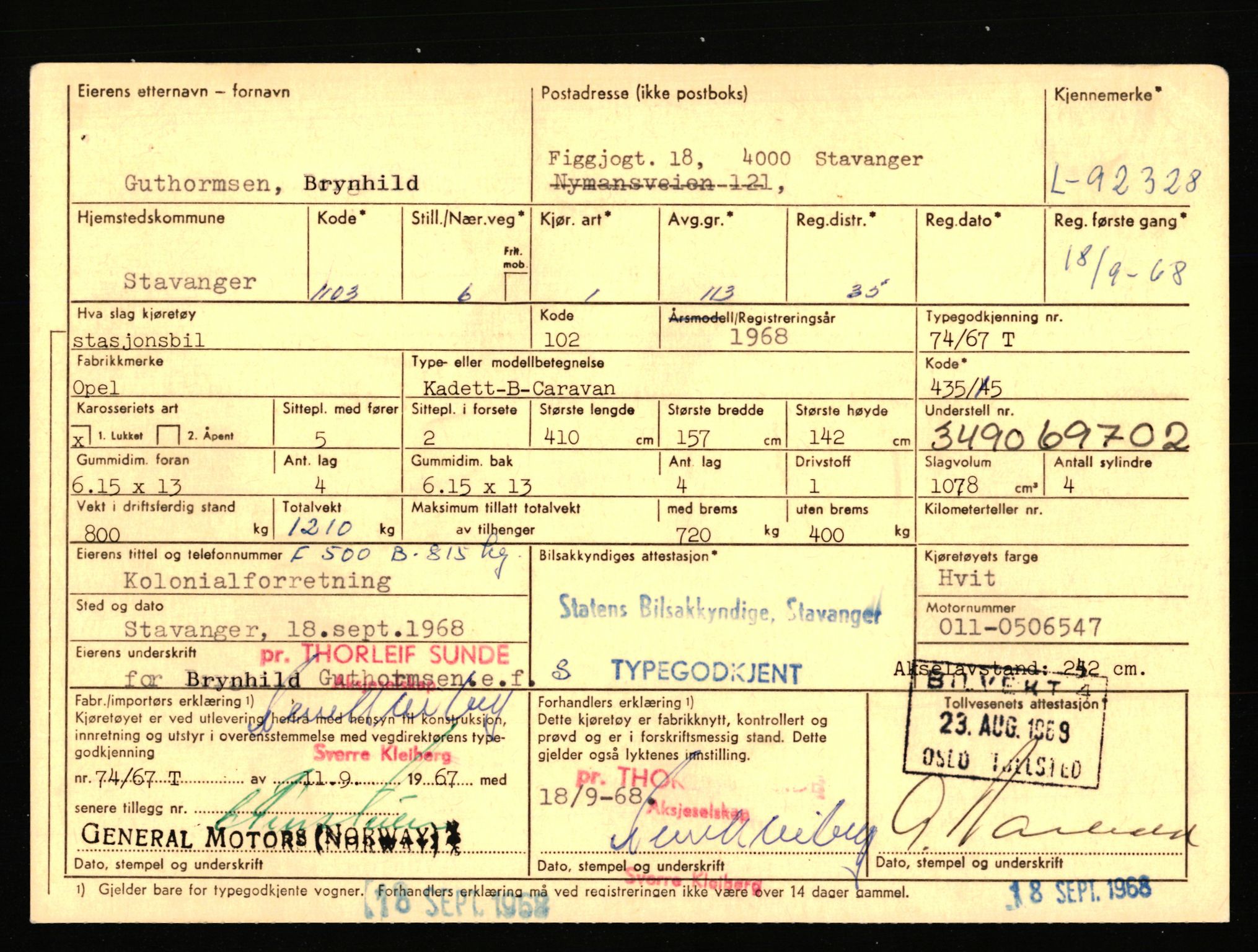 Stavanger trafikkstasjon, SAST/A-101942/0/F/L0075: L-88800 - L-92499, 1930-1971, p. 2309