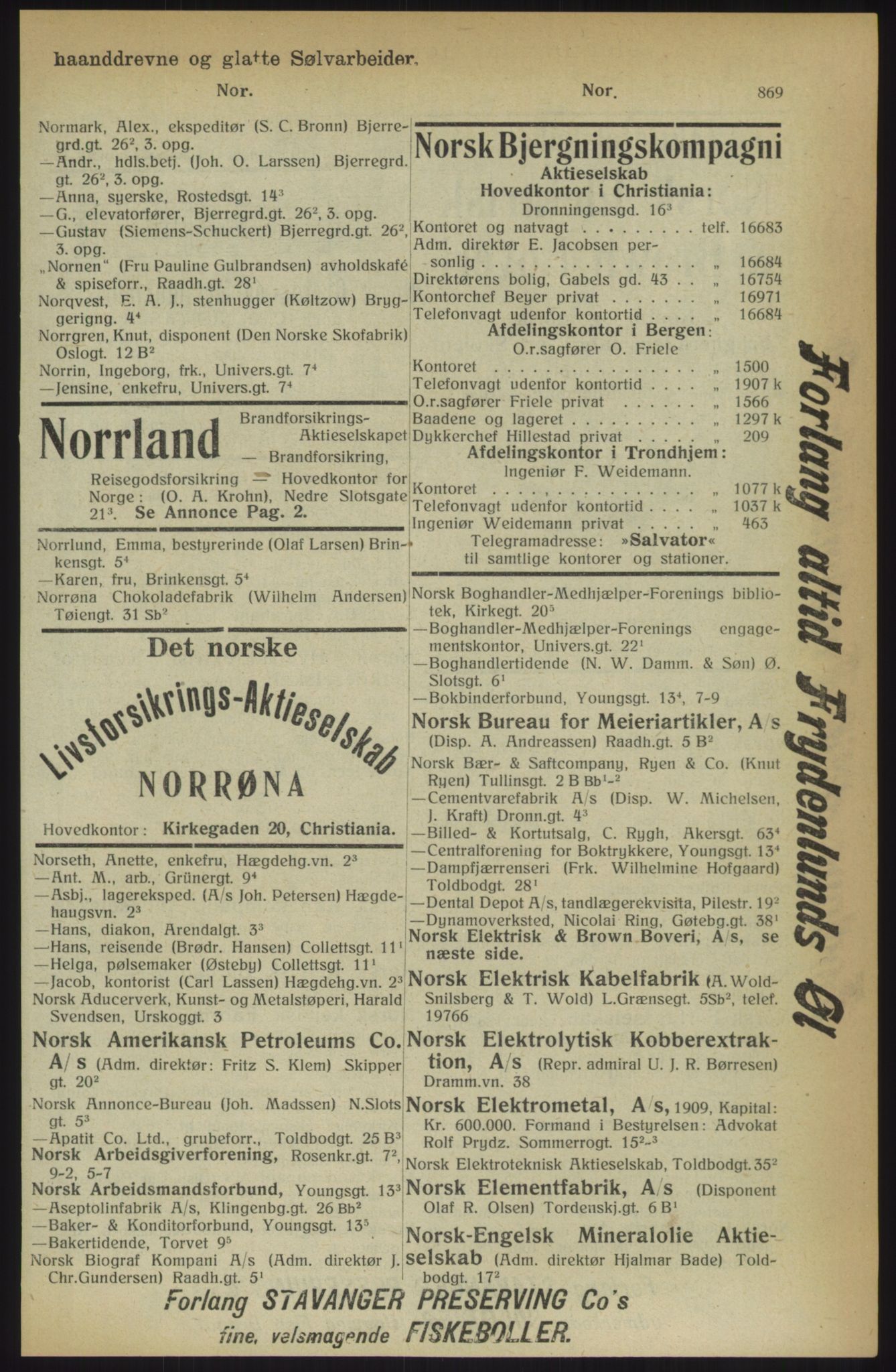 Kristiania/Oslo adressebok, PUBL/-, 1914, p. 869