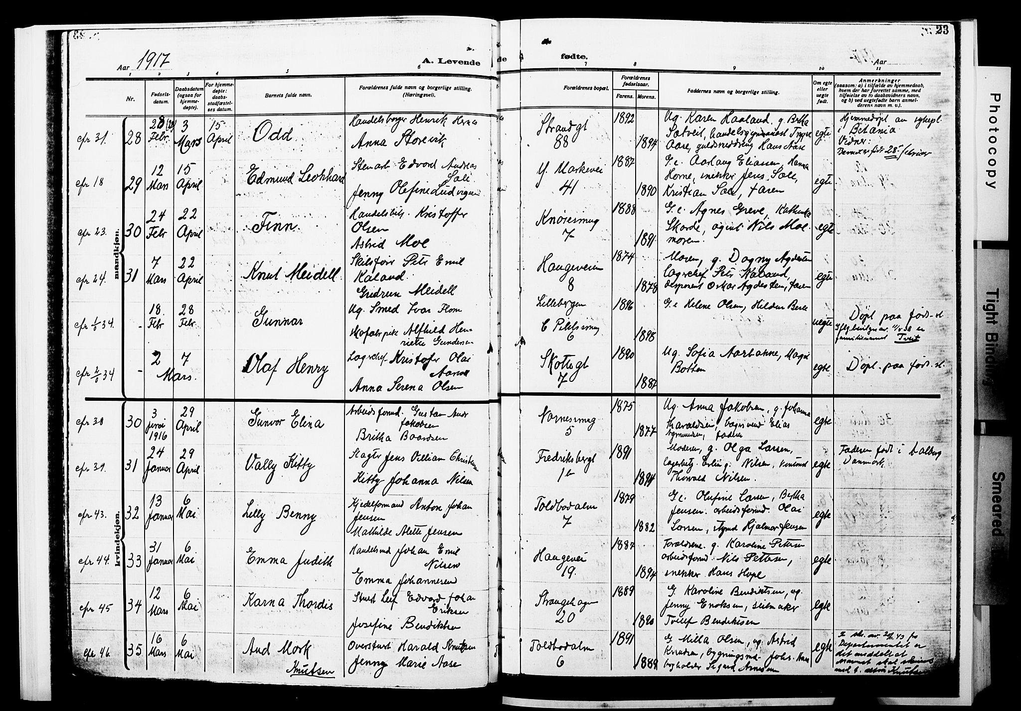 Nykirken Sokneprestembete, AV/SAB-A-77101/H/Hab: Parish register (copy) no. B 7, 1916-1921, p. 23