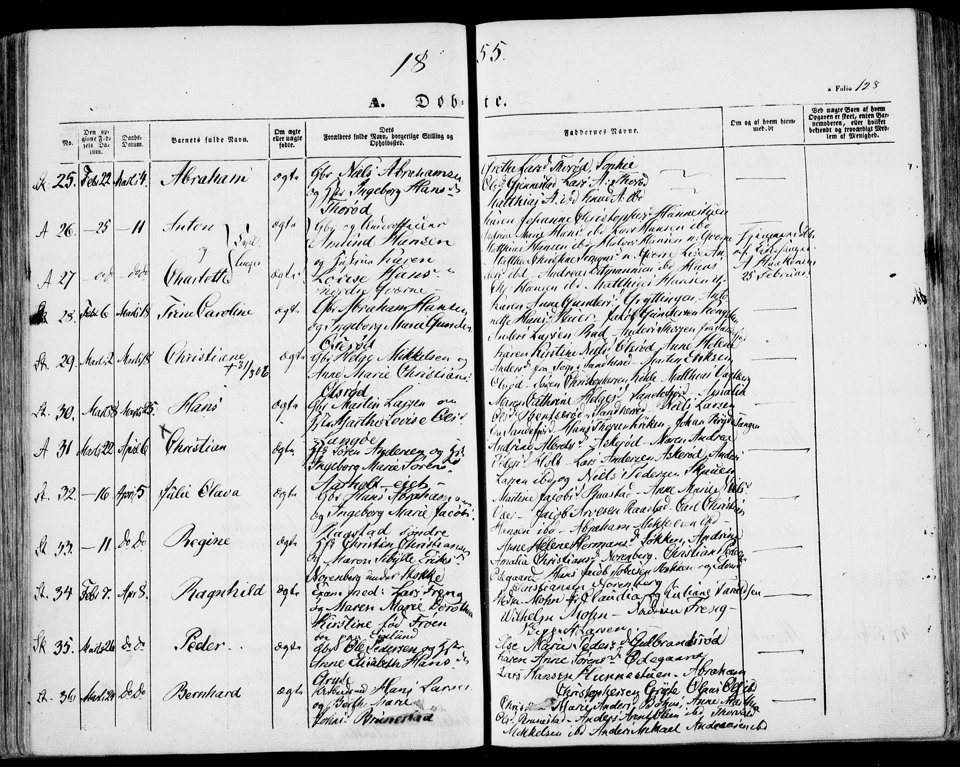 Stokke kirkebøker, AV/SAKO-A-320/F/Fa/L0007: Parish register (official) no. I 7, 1844-1857, p. 128