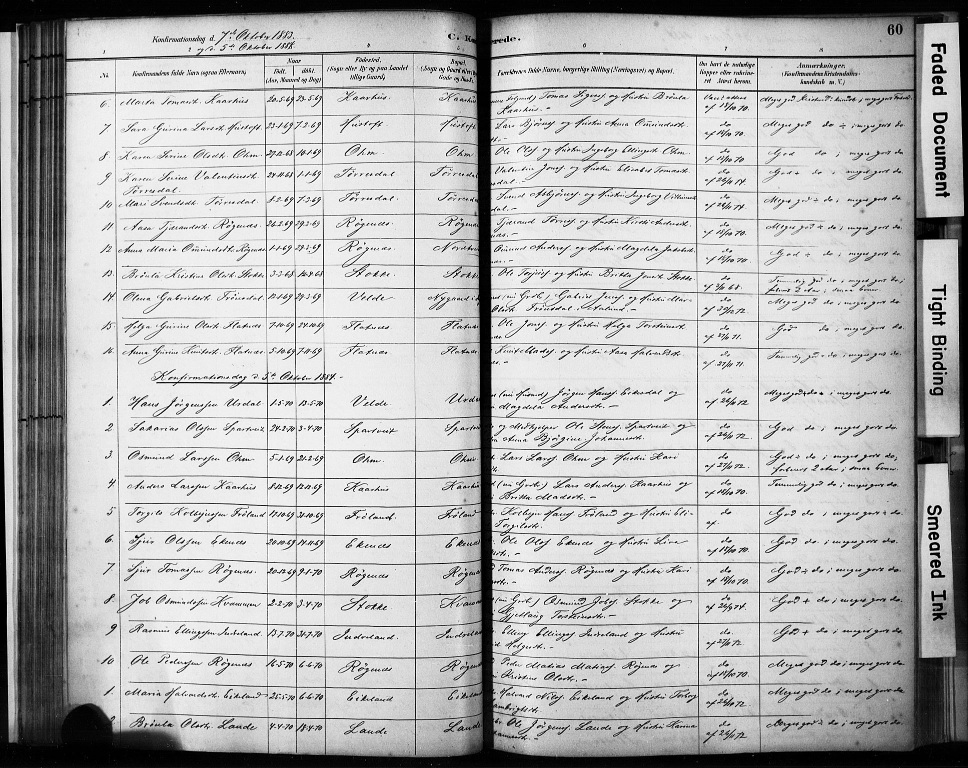 Skjold sokneprestkontor, AV/SAST-A-101847/H/Ha/Haa/L0009: Parish register (official) no. A 9, 1882-1898, p. 60