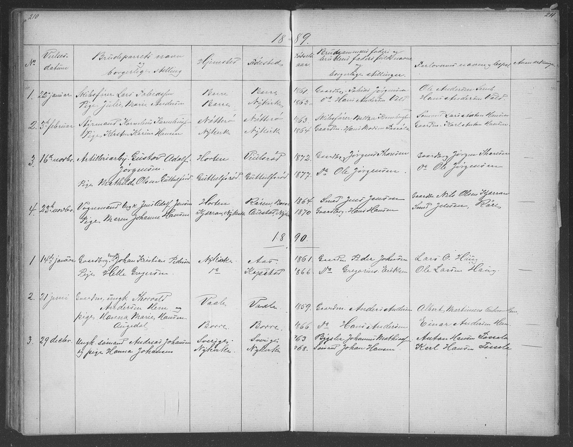 Borre kirkebøker, SAKO/A-338/G/Gb/L0002: Parish register (copy) no. II 2, 1878-1892, p. 210-211