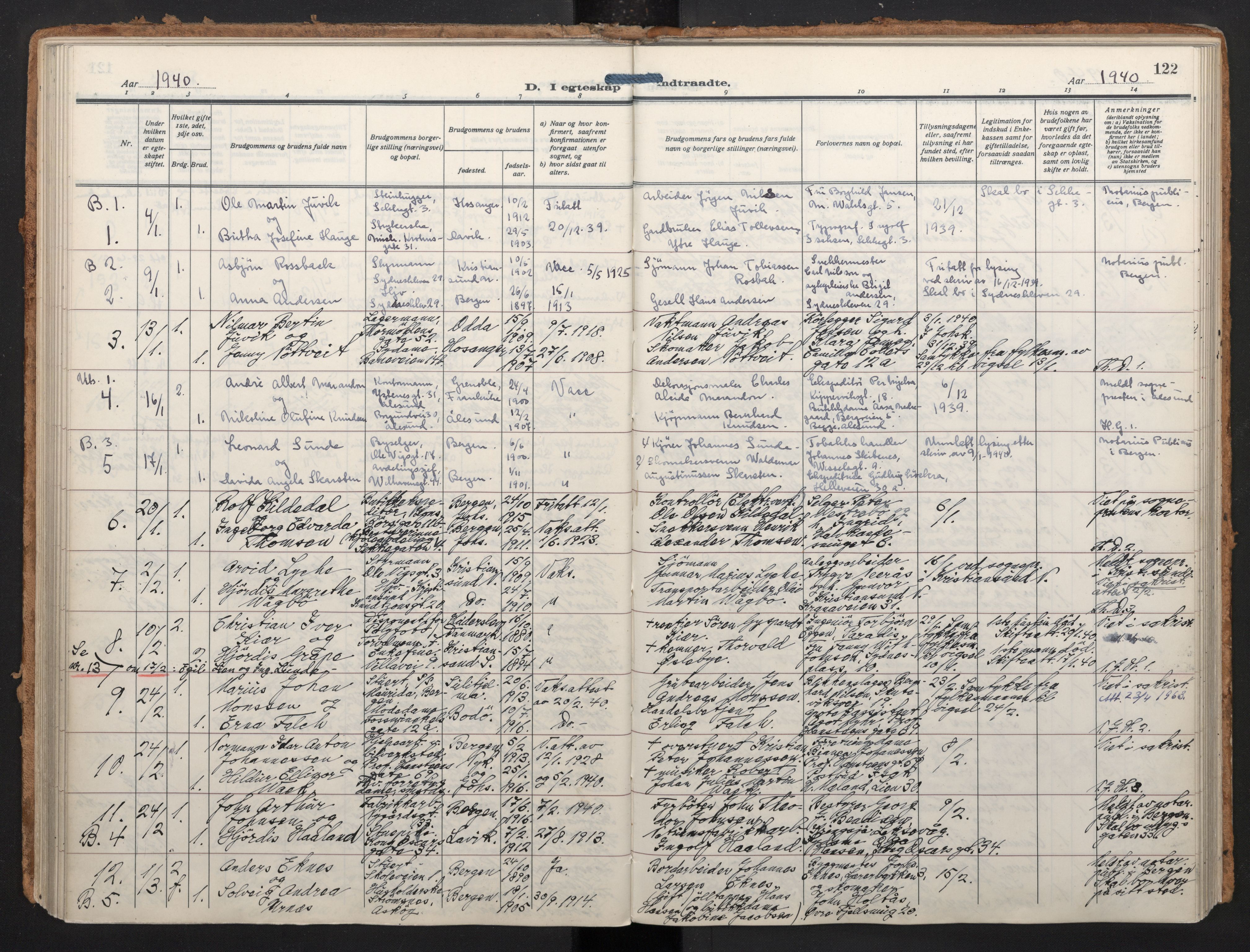 Johanneskirken sokneprestembete, SAB/A-76001/H/Haa/L0014: Parish register (official) no. D 3, 1929-1949, p. 121b-122a