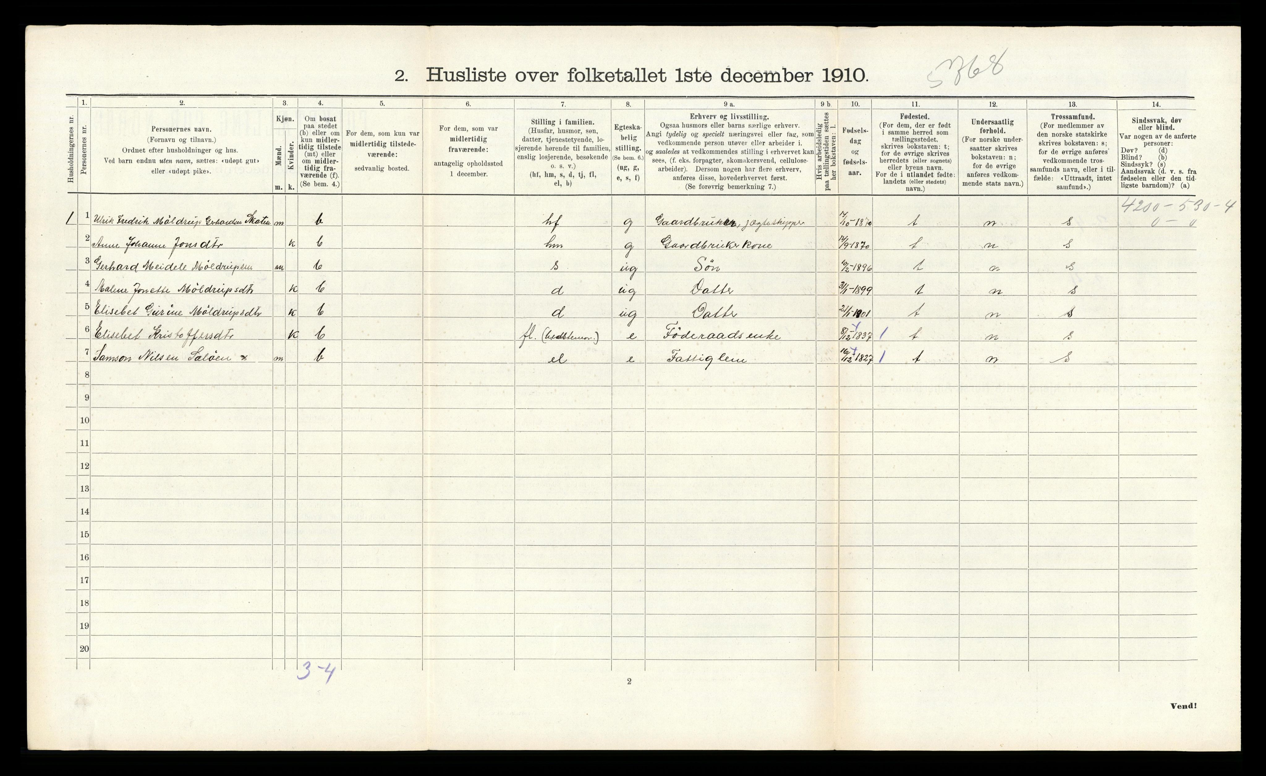 RA, 1910 census for Tysnes, 1910, p. 1549