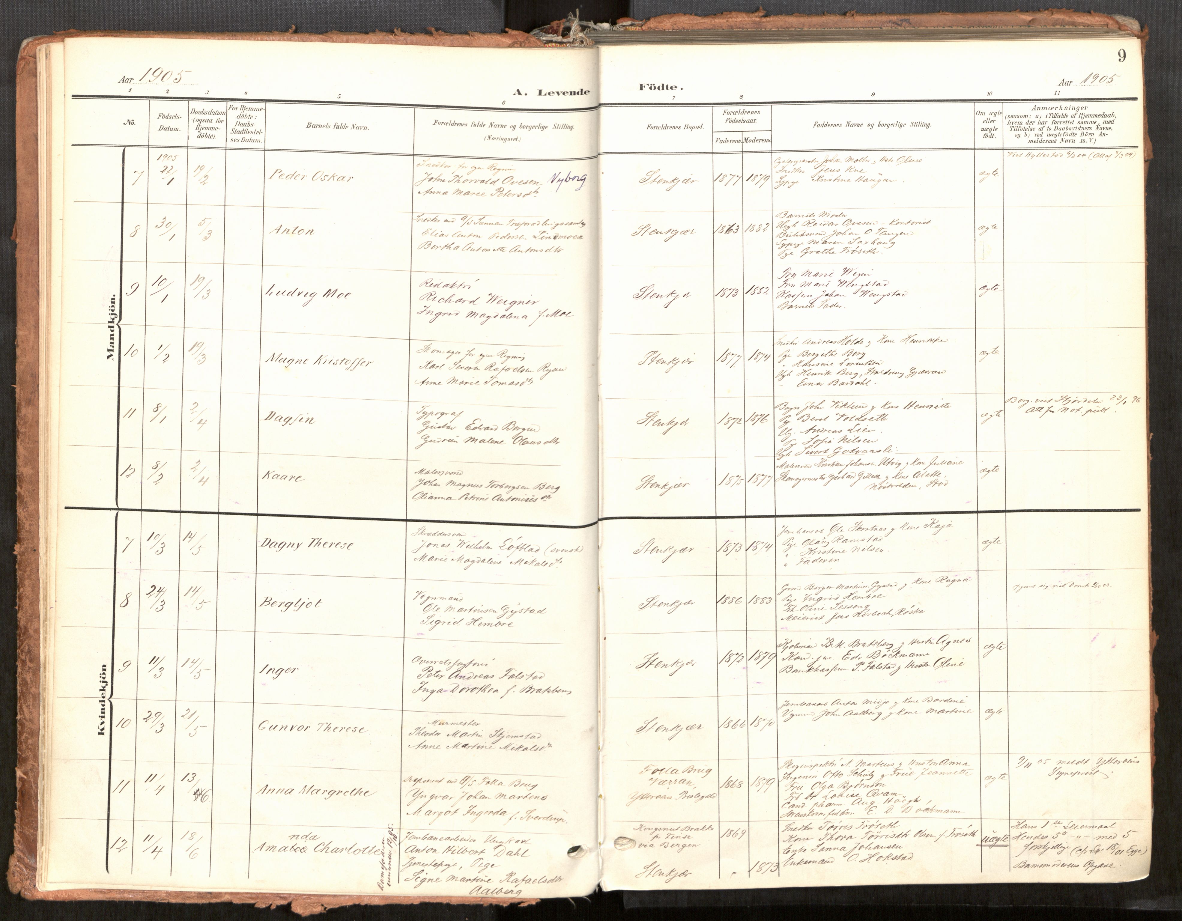 Steinkjer sokneprestkontor, AV/SAT-A-1541/01/H/Ha/Haa/L0001: Parish register (official) no. 1, 1904-1912, p. 9