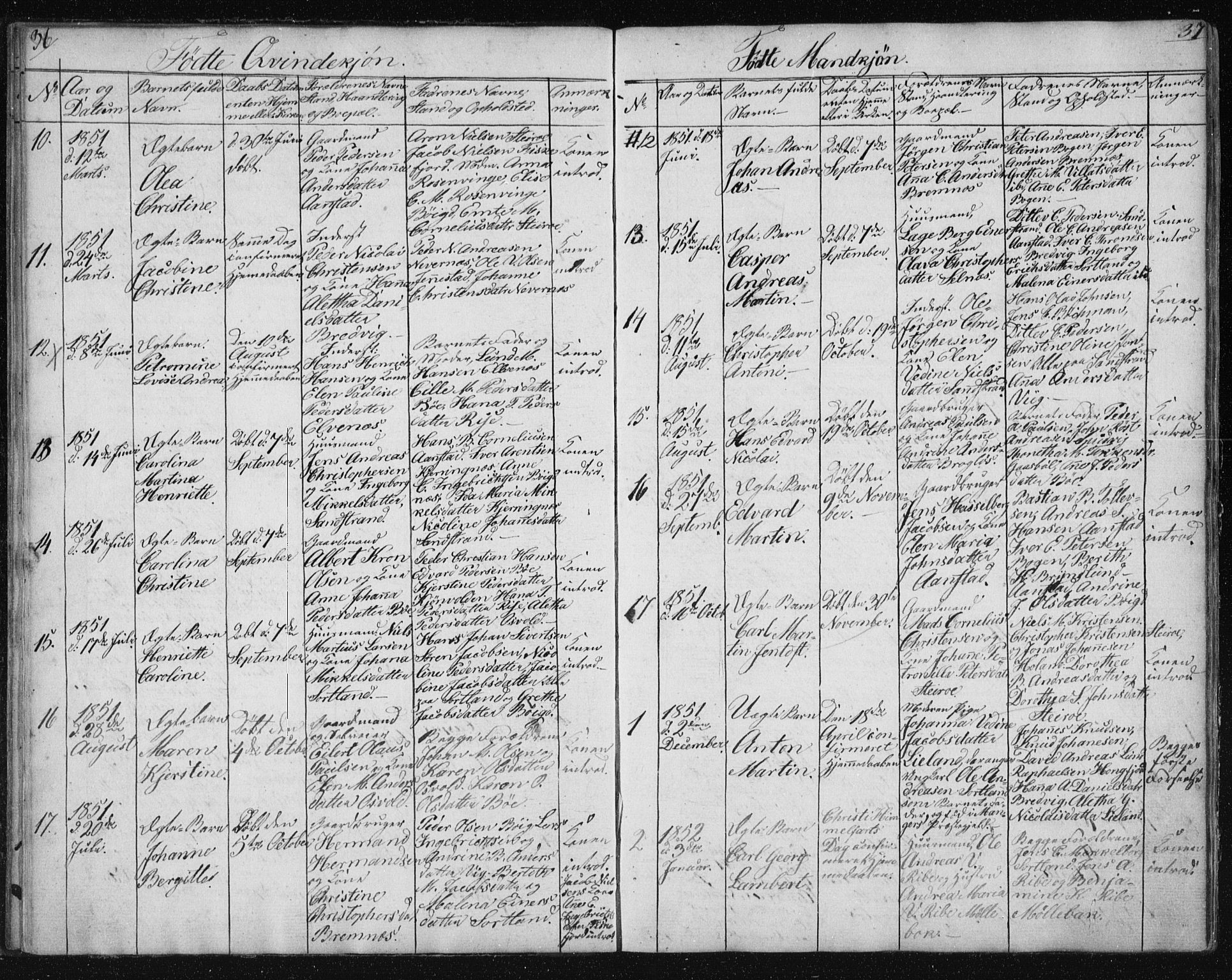 Ministerialprotokoller, klokkerbøker og fødselsregistre - Nordland, SAT/A-1459/895/L1379: Parish register (copy) no. 895C01, 1842-1858, p. 36-37