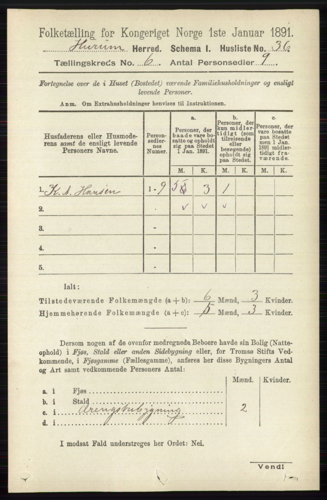 RA, 1891 census for 0628 Hurum, 1891, p. 1972