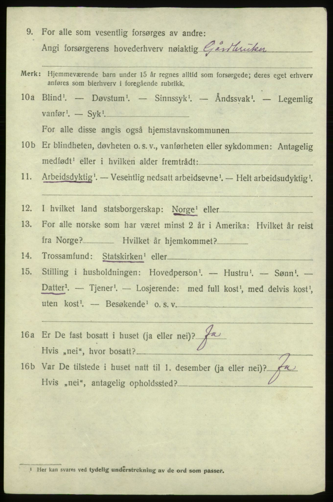 SAB, 1920 census for Fitjar, 1920, p. 4313