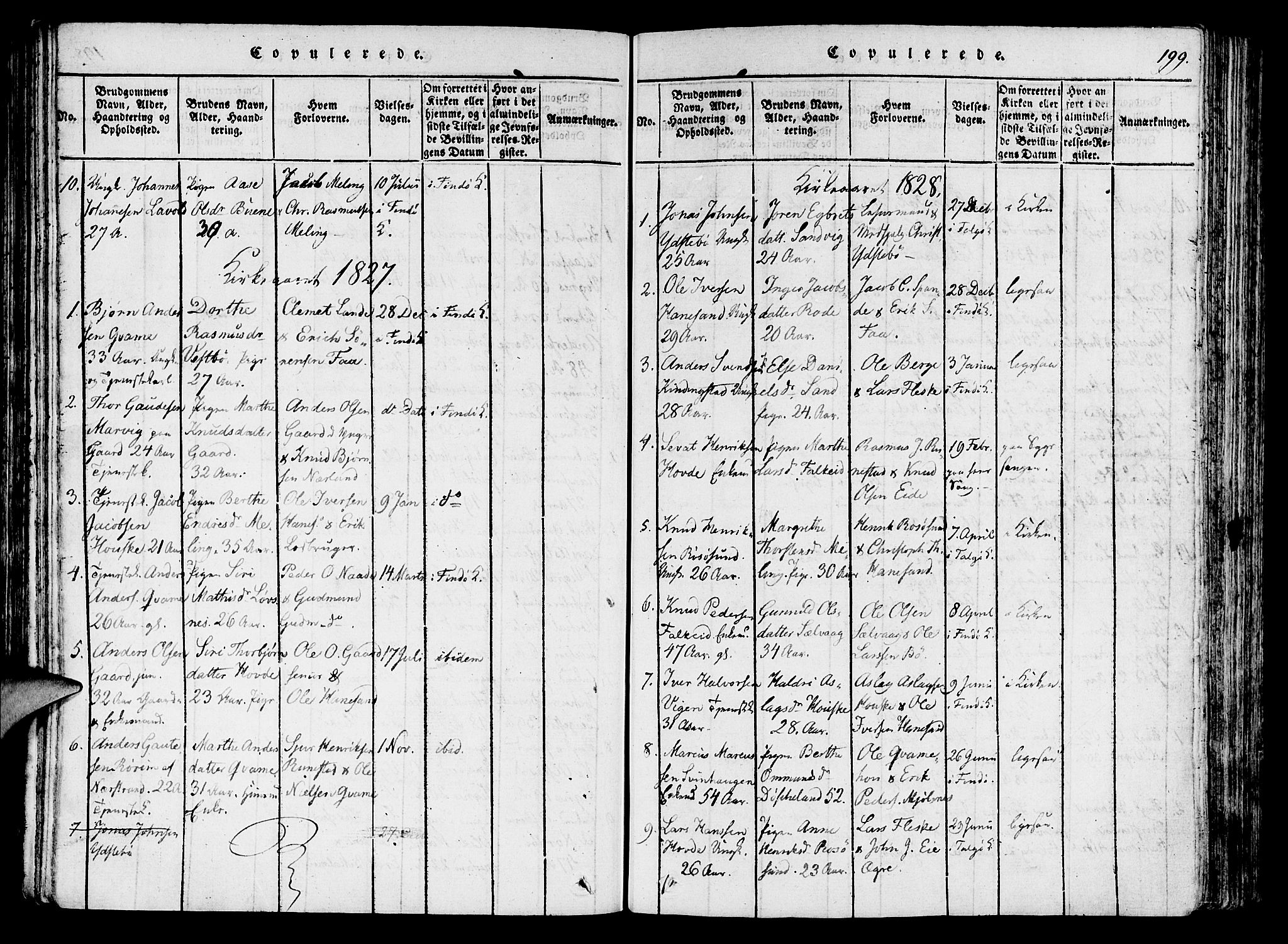 Finnøy sokneprestkontor, SAST/A-101825/H/Ha/Haa/L0006: Parish register (official) no. A 6, 1816-1846, p. 199