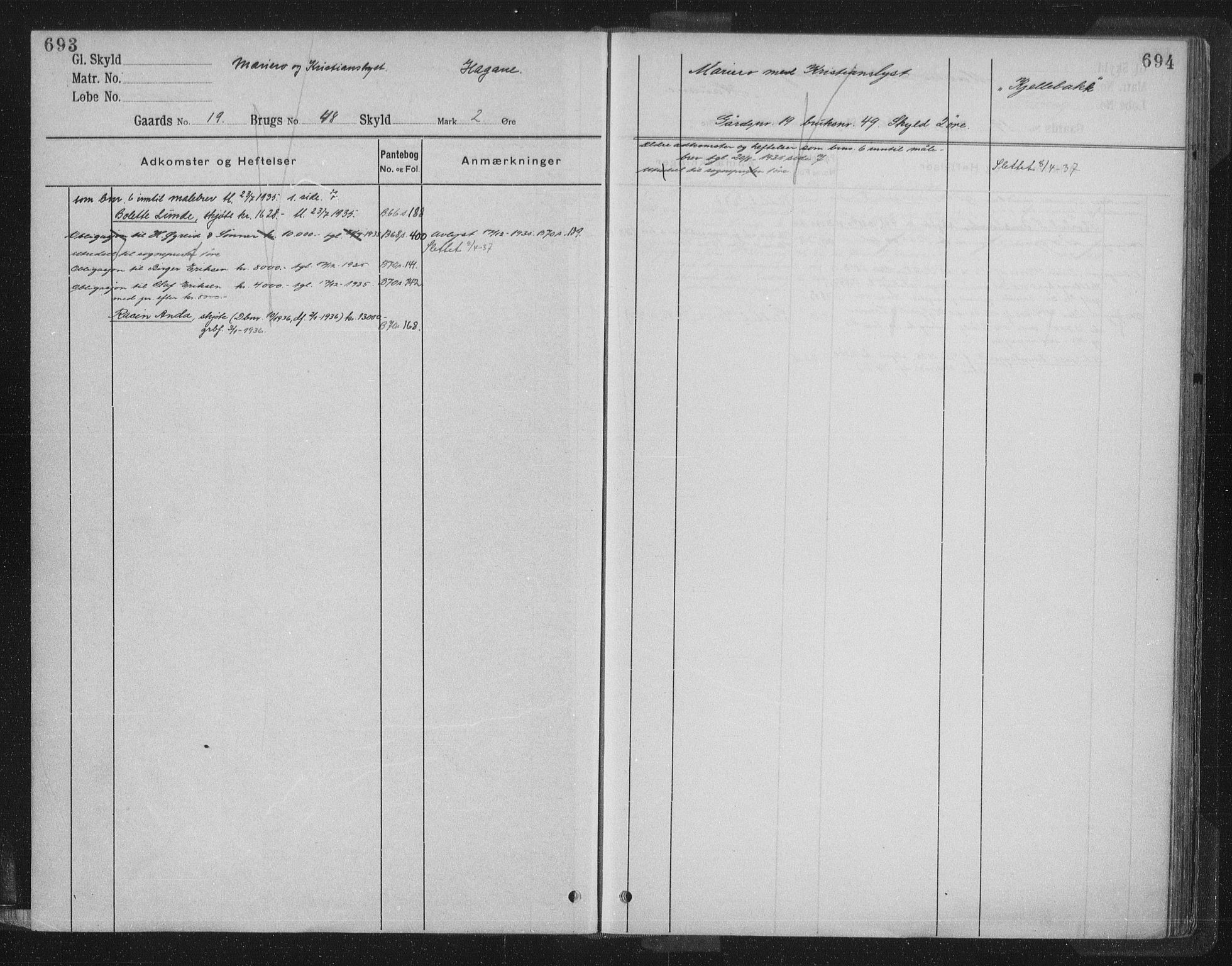 Jæren sorenskriveri, SAST/A-100310/01/4/41/41ABB/L0005: Mortgage register no. 41 ABB5, 1911, p. 693-694