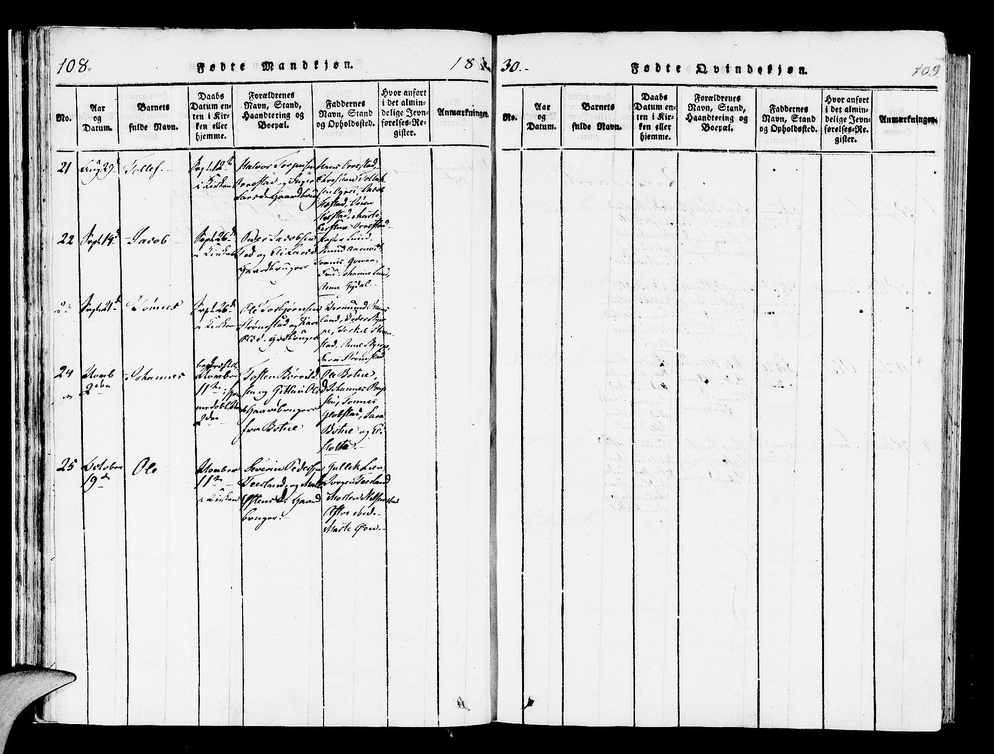 Helleland sokneprestkontor, AV/SAST-A-101810: Parish register (official) no. A 4, 1815-1834, p. 108-109