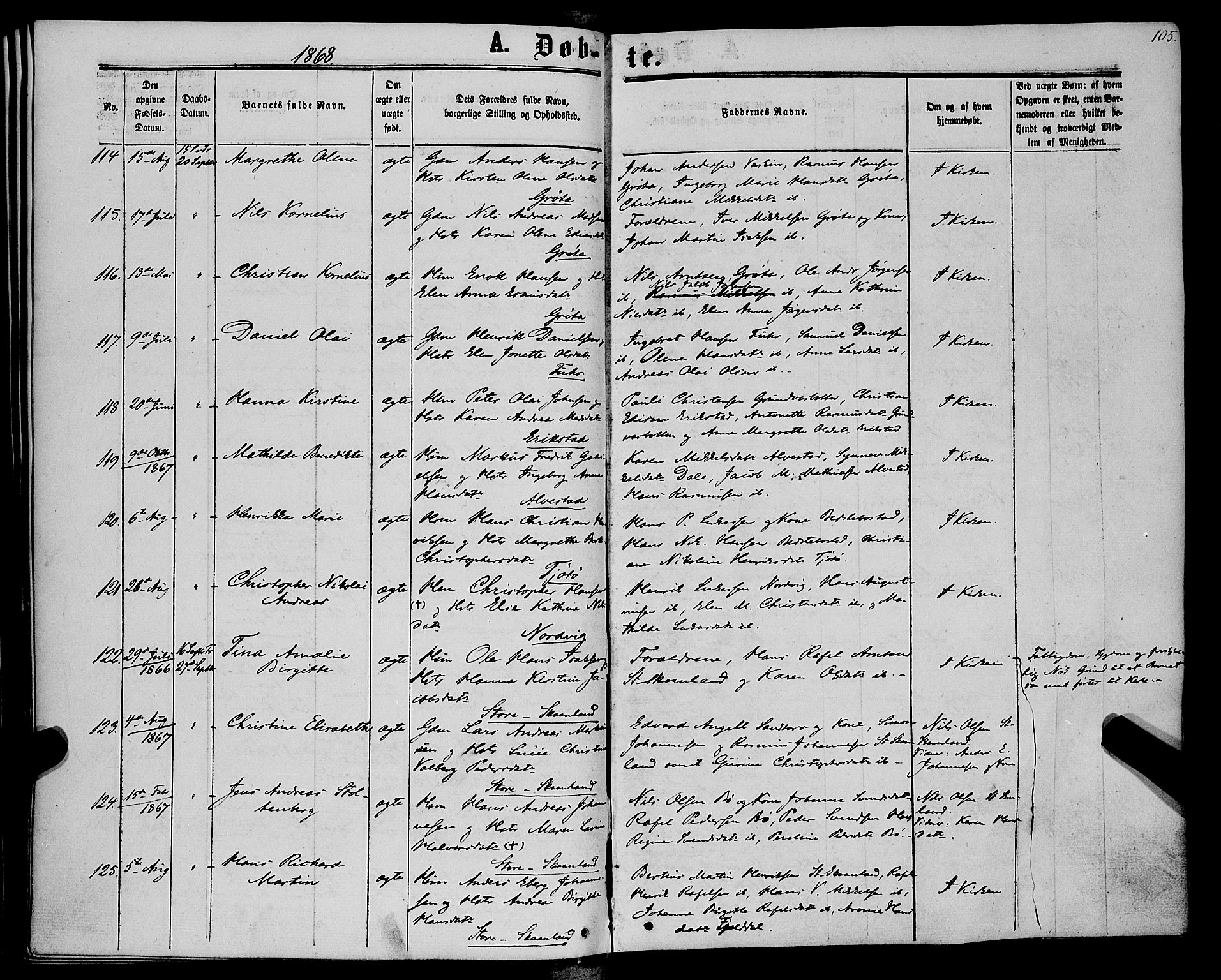 Trondenes sokneprestkontor, SATØ/S-1319/H/Ha/L0012kirke: Parish register (official) no. 12, 1863-1870, p. 105
