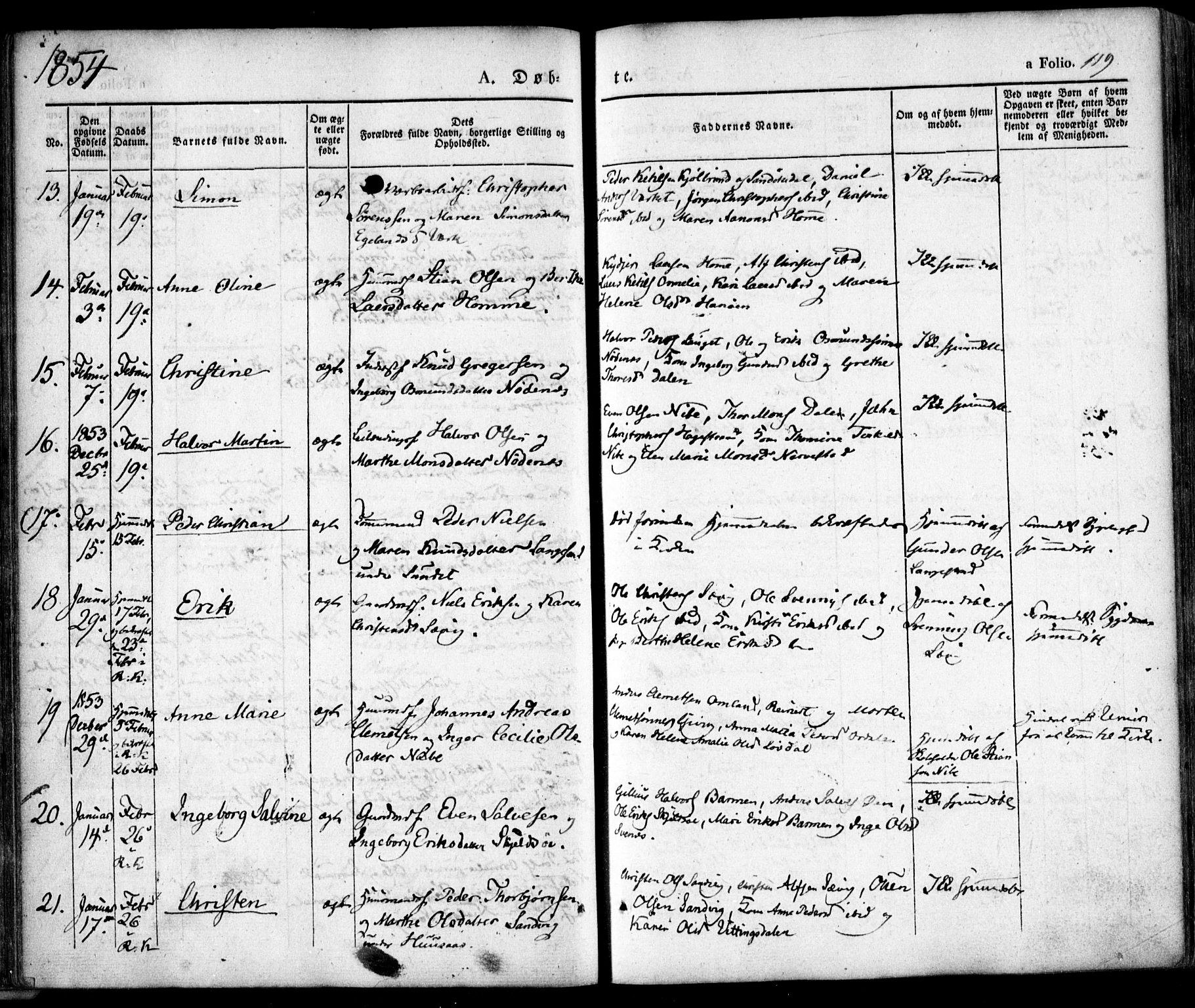 Søndeled sokneprestkontor, AV/SAK-1111-0038/F/Fa/L0002: Parish register (official) no. A 2, 1839-1860, p. 119