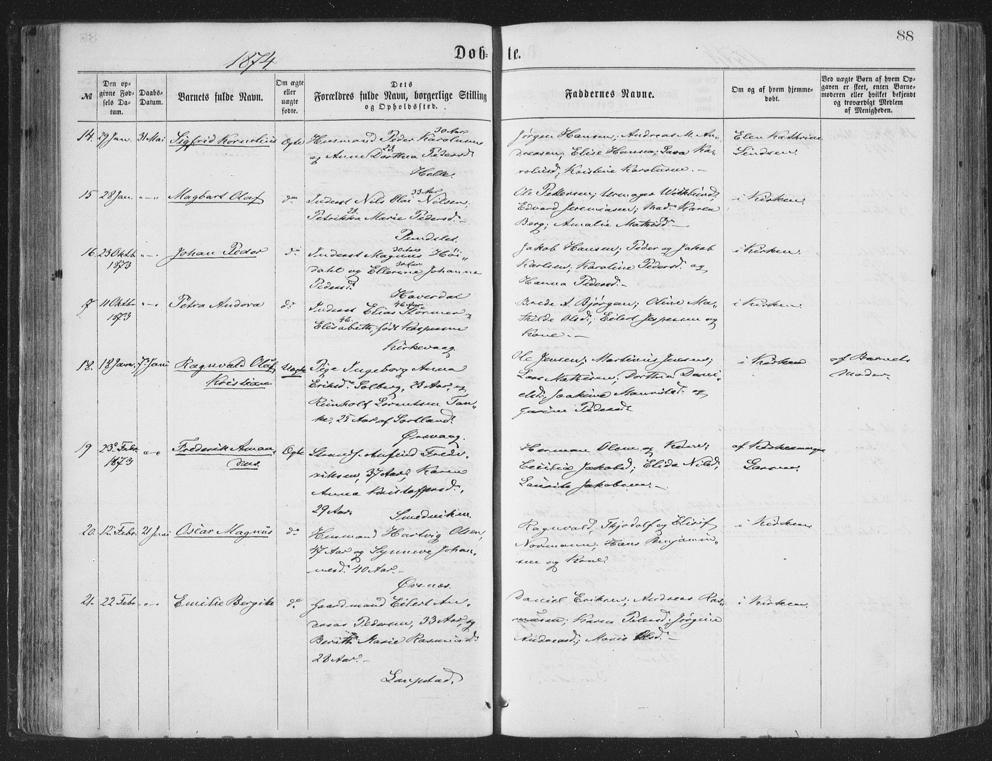 Ministerialprotokoller, klokkerbøker og fødselsregistre - Nordland, SAT/A-1459/874/L1057: Parish register (official) no. 874A01, 1866-1877, p. 88