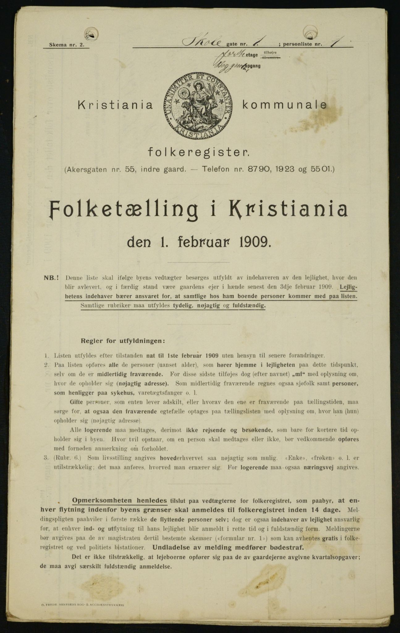 OBA, Municipal Census 1909 for Kristiania, 1909, p. 87219