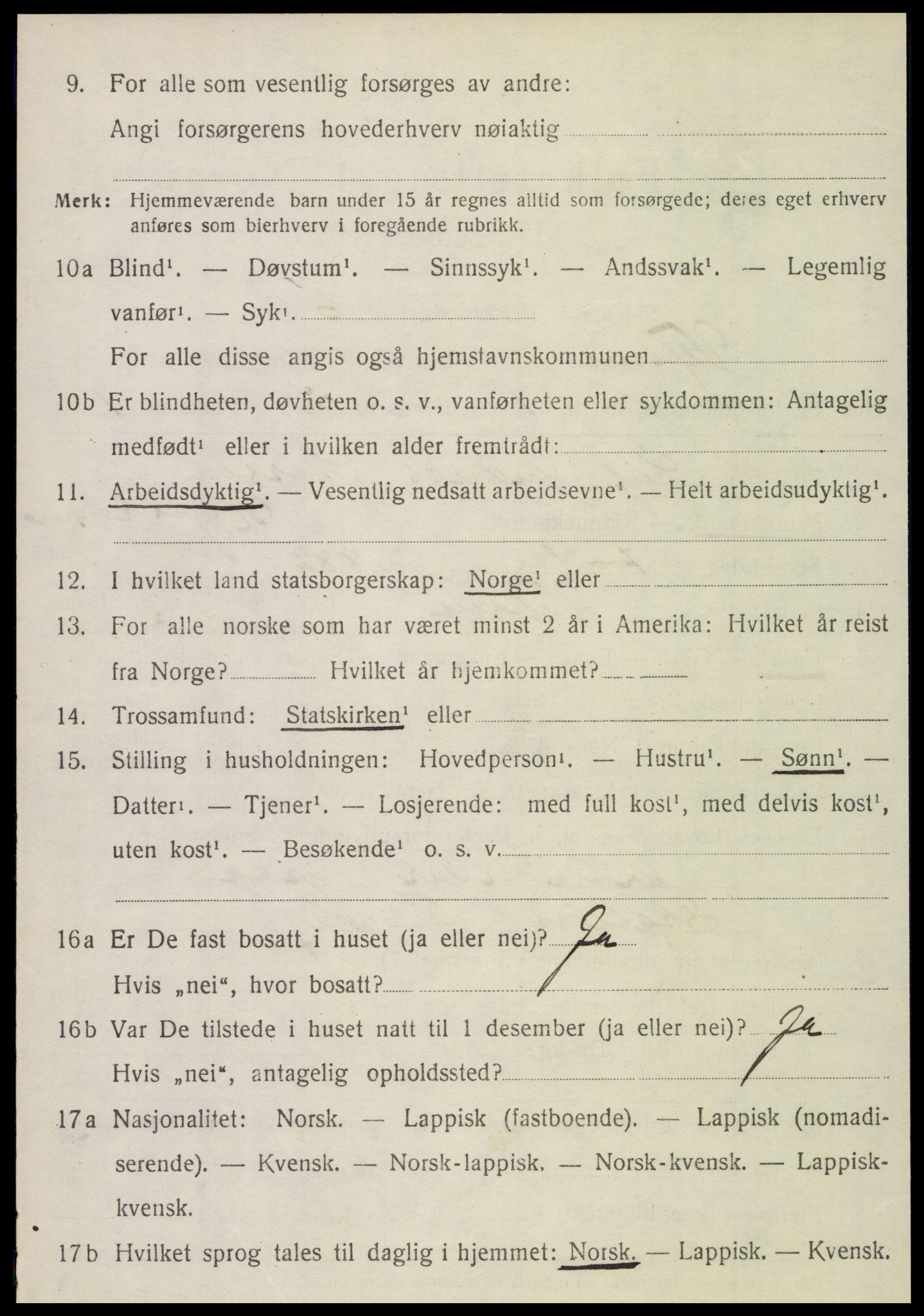 SAT, 1920 census for Vefsn, 1920, p. 4184